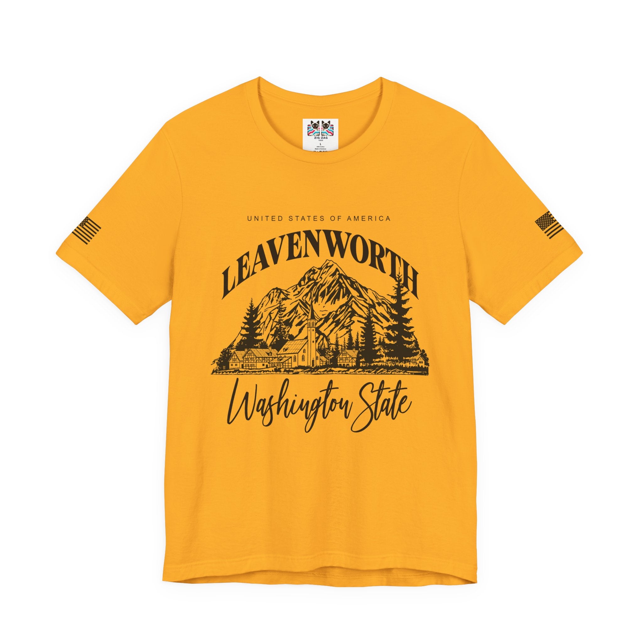 Leavenworth Washington State Bavarian Village Mountain Graphic T-Shirt | USA Souvenir Tee | Pacific Northwest Gift Shirt