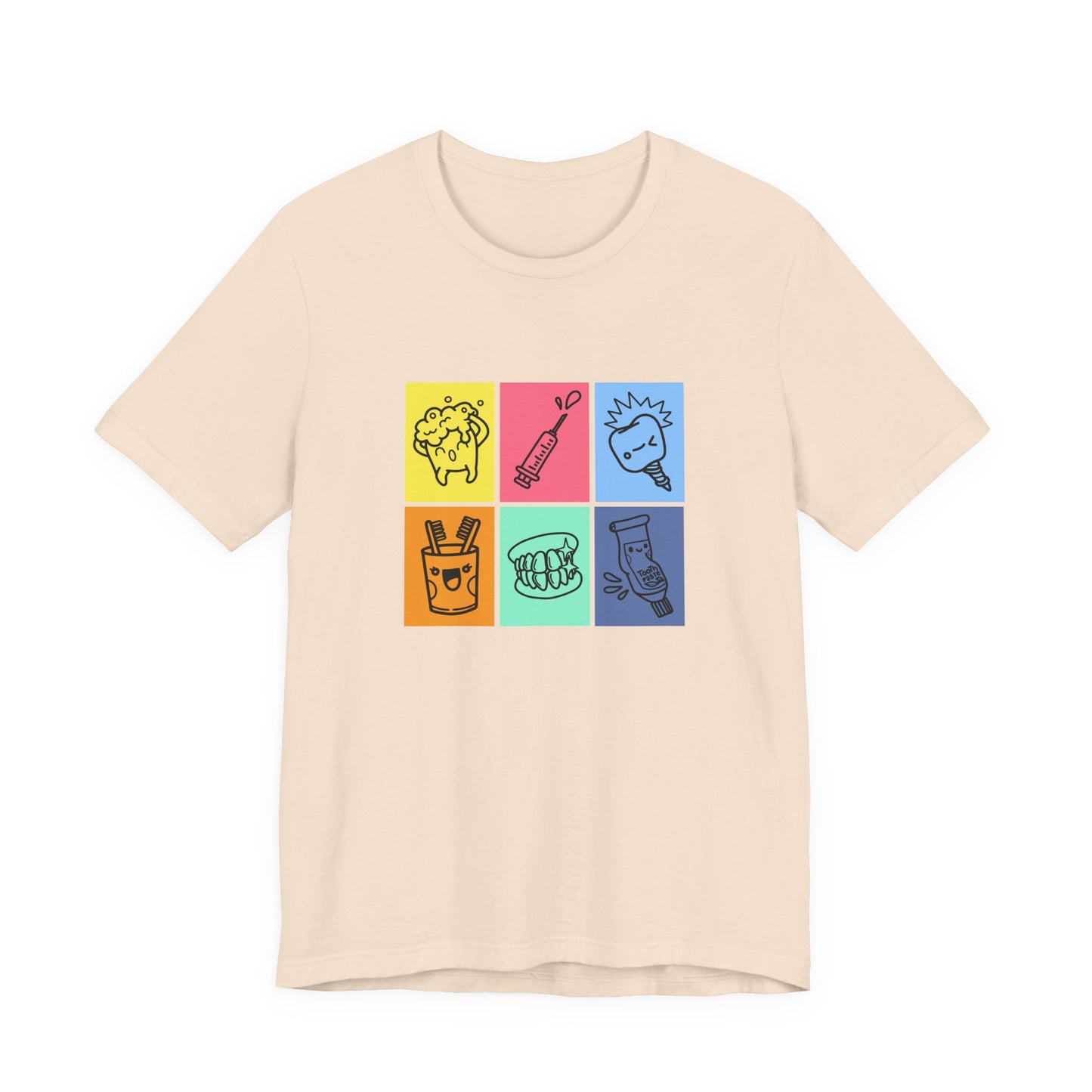 Colorful Dental Fun T Shirt Six Box Tooth Bath Syringe Implant Smile Toothpaste