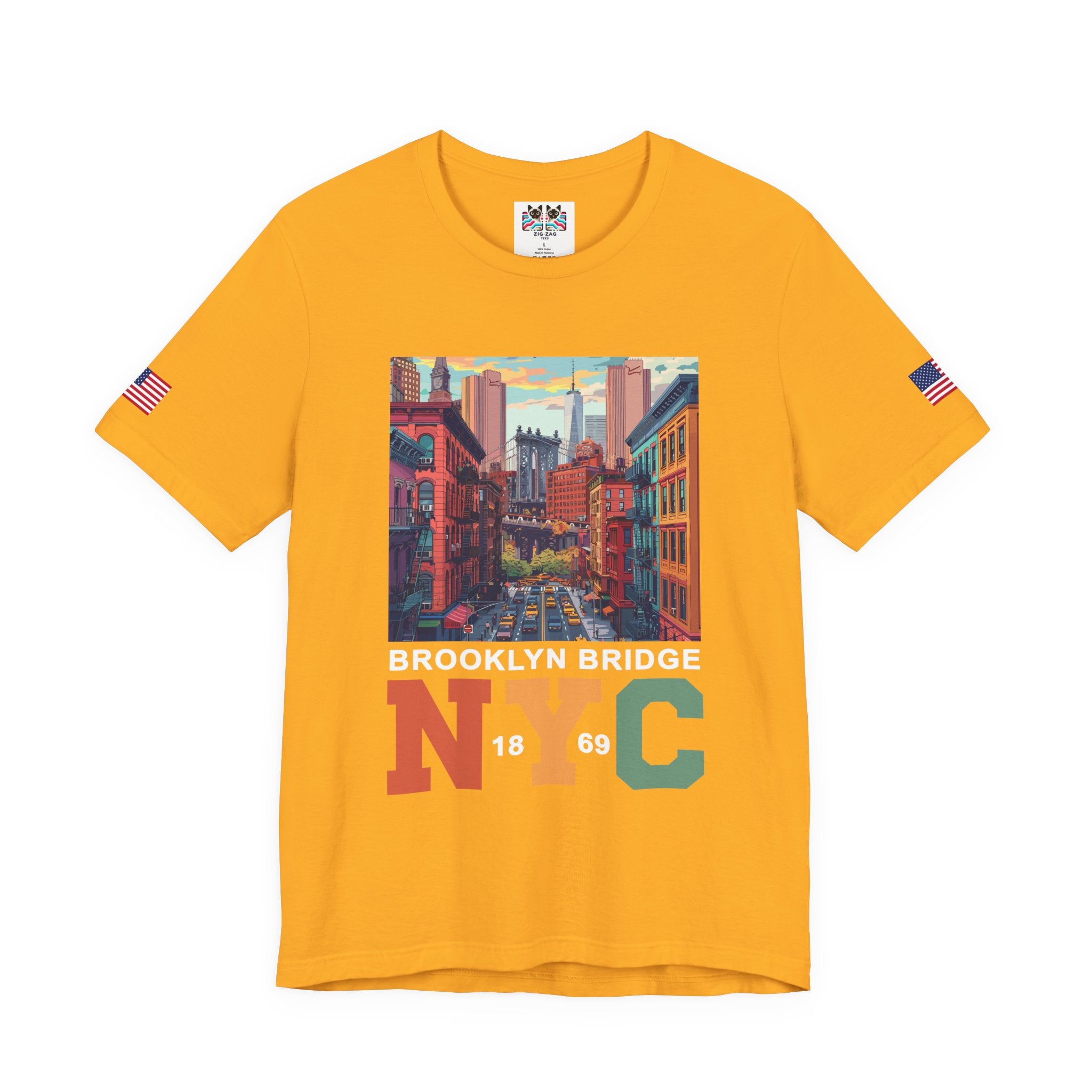 Brooklyn Bridge NYC T-Shirt - Vintage Street Scene Manhattan Bridge 1869 New York