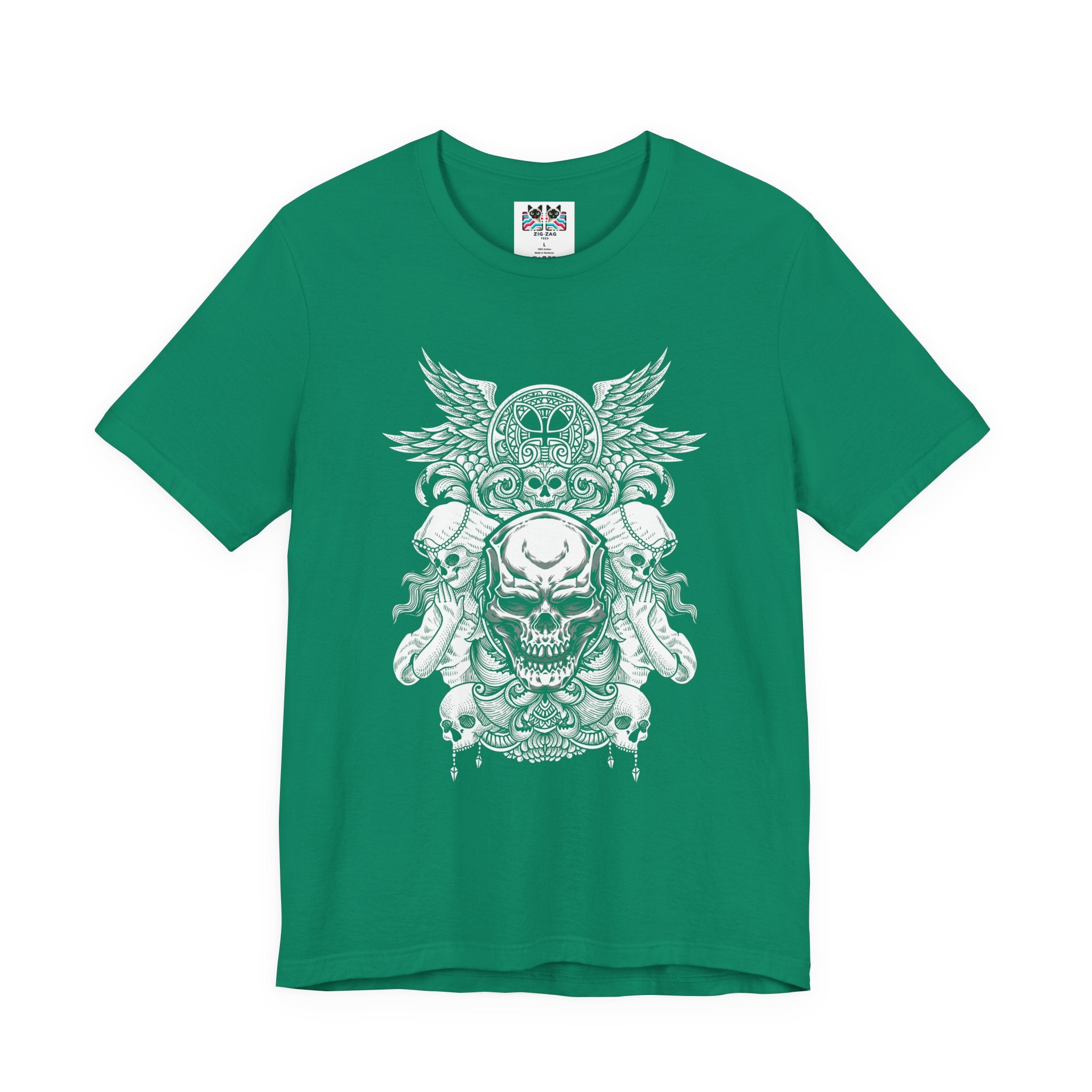 Gothic Winged Skull Ornamental Horror T-Shirt
