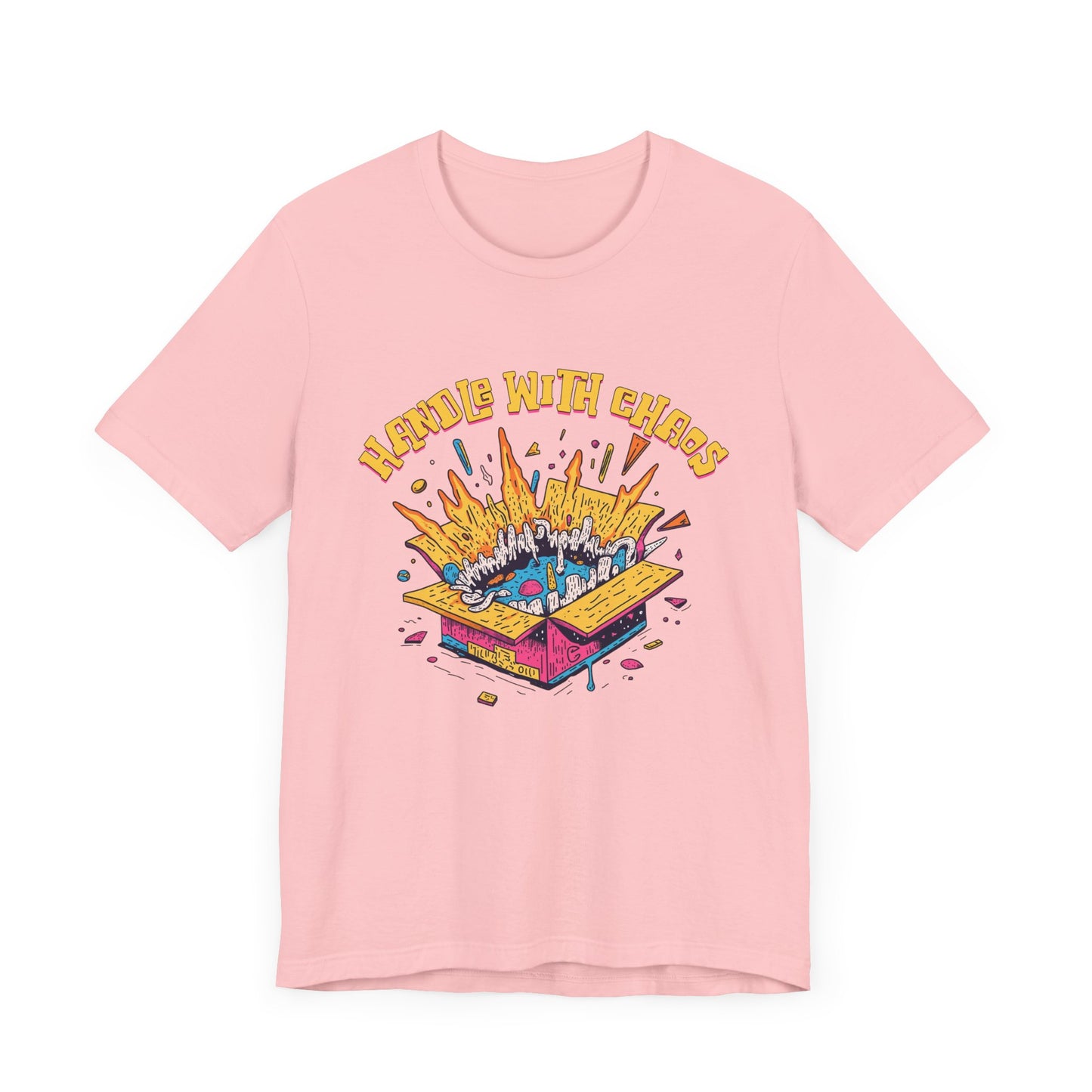 Handle With Chaos – Vibrant Colorful Box Embracing life’s Wild Moments Graphic T-Shirt