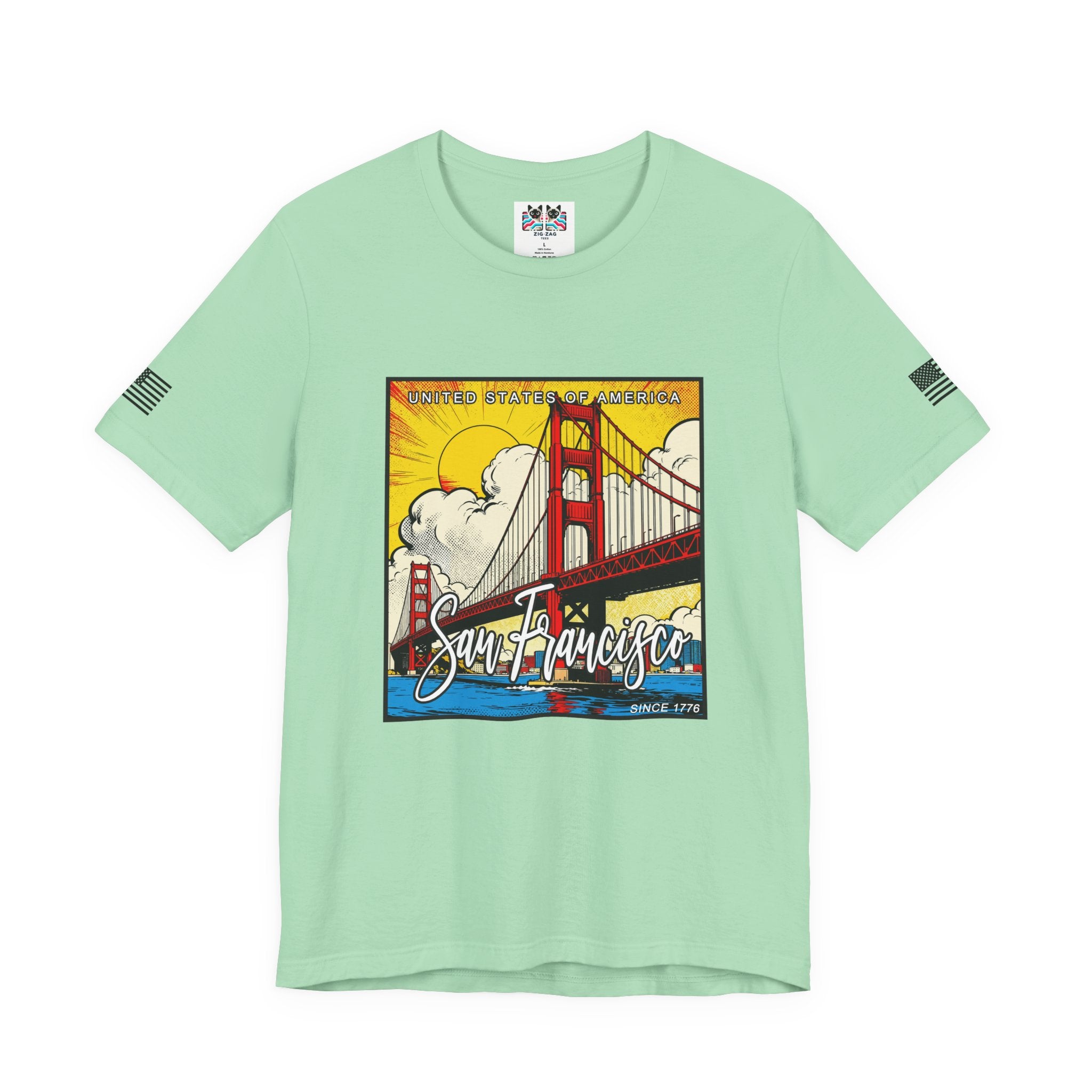 San Francisco Since 1776 T-Shirt – United States of America Comic Pop Art Golden Gate Bridge Graphic Tee