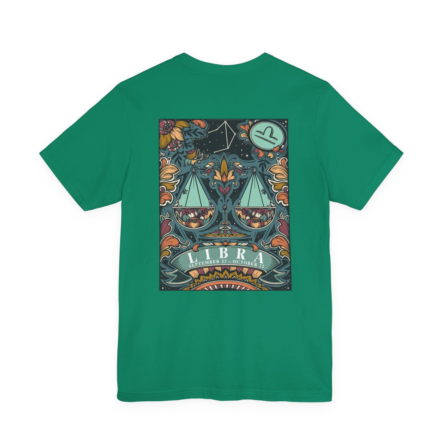 Libra Constellation & Floral Zodiac T-Shirt – September 23 to October 22