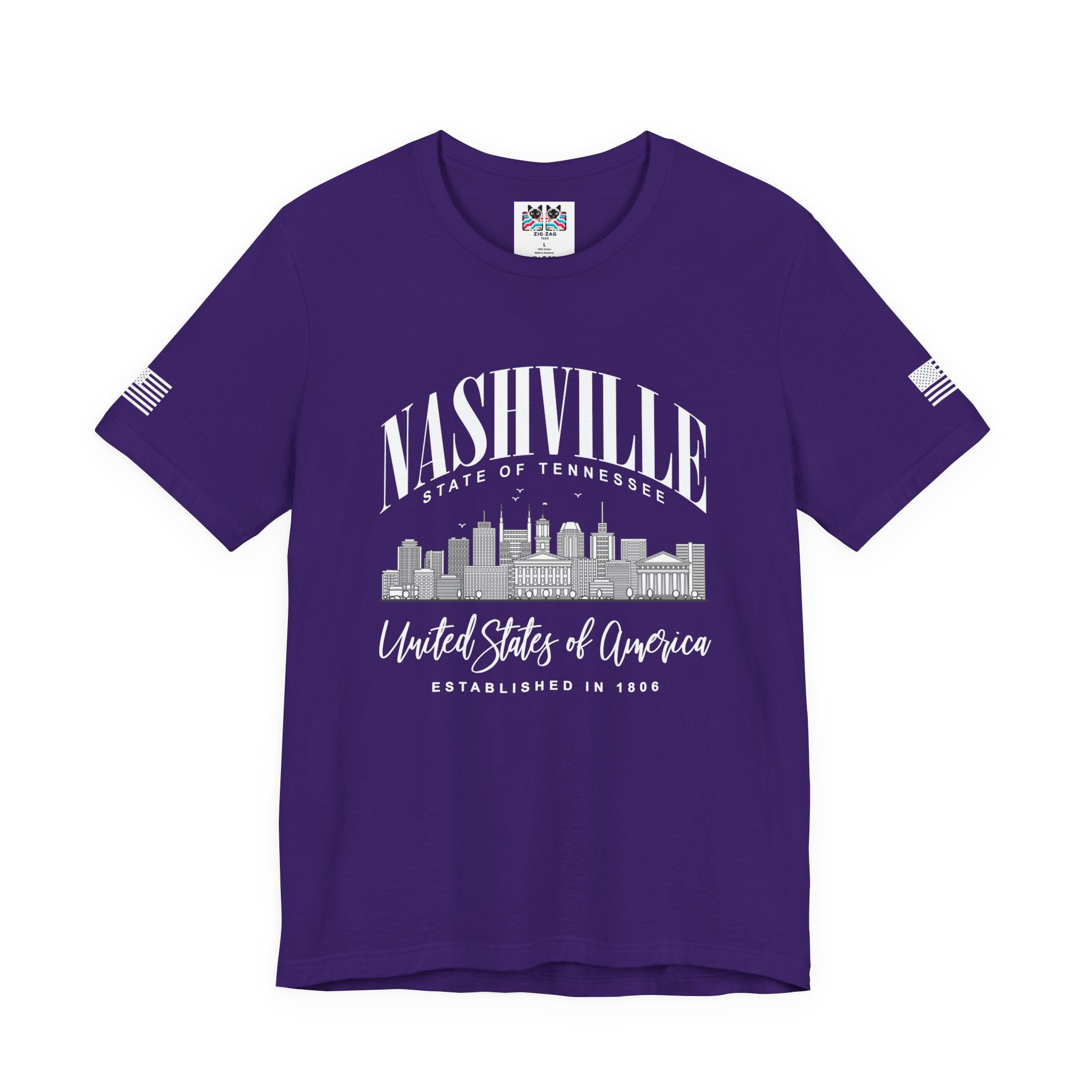 Nashville State of Tennessee T-Shirt – Arched Skyline United States of America Established 1806 Graphic Tee