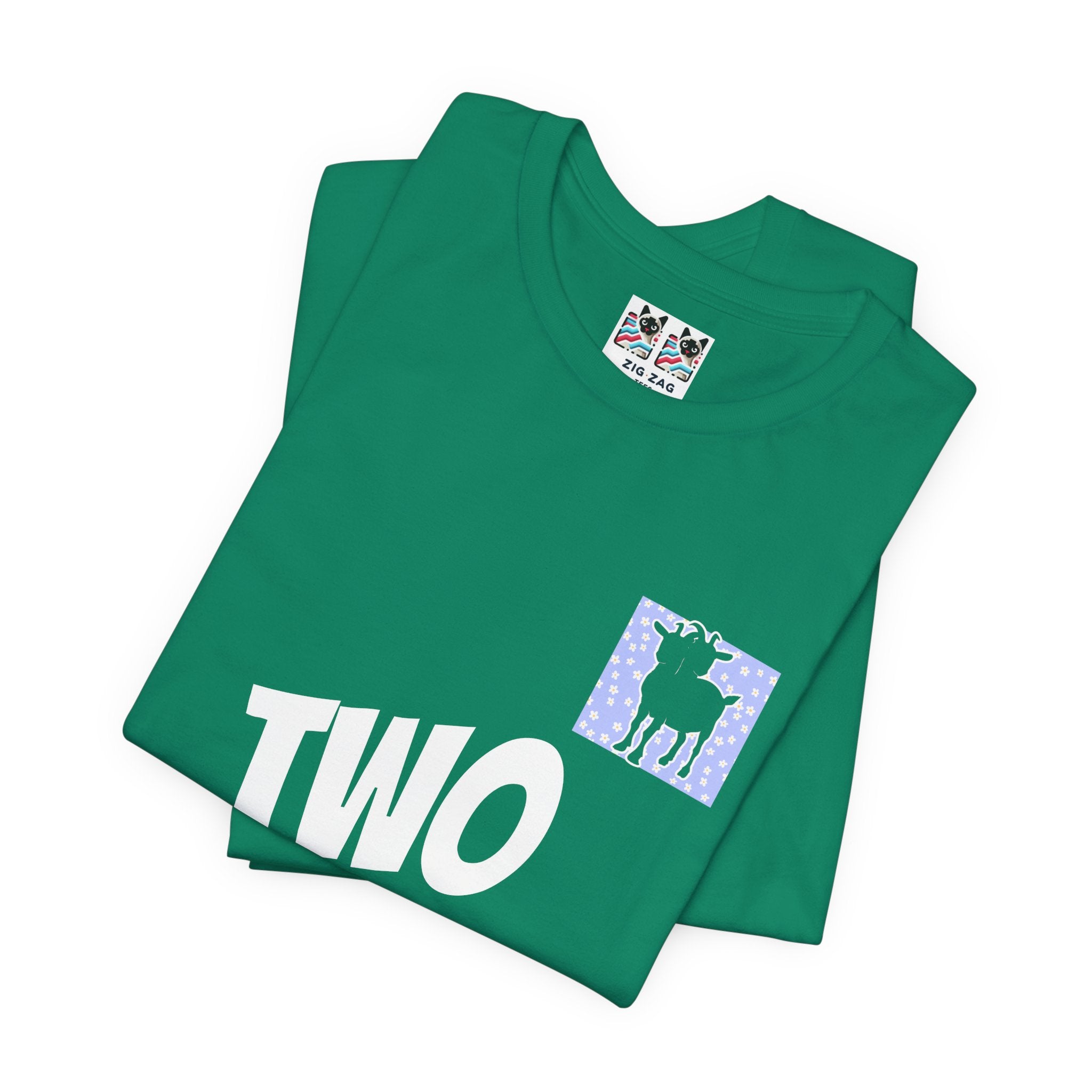 Custom T-Shirt - Double-Headed Goat Outline Graphic T-Shirt