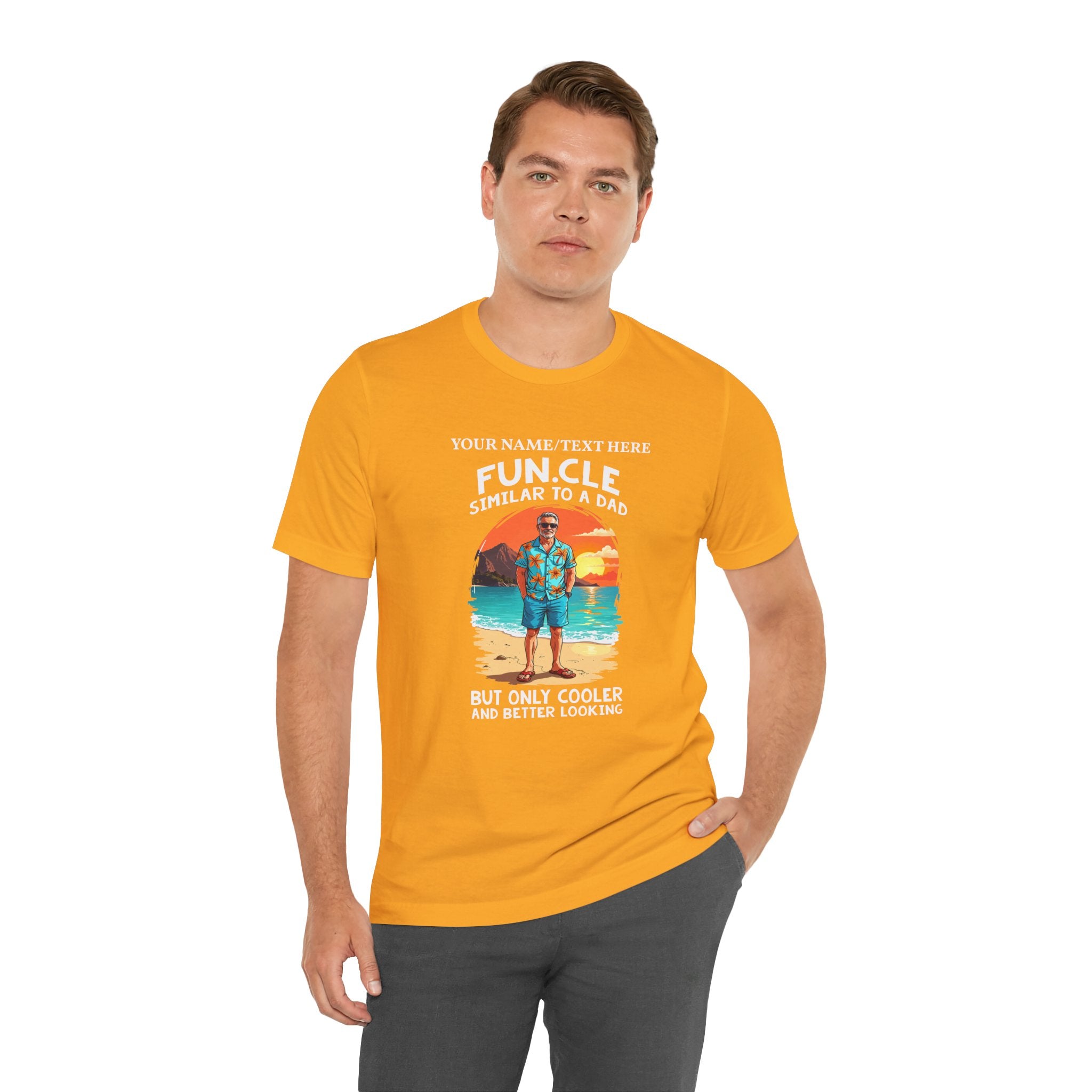 Custom T-Shirt - FUN.CLE Beach Sunset T-Shirt – Cool Uncle Beach Graphic with Funny Quote