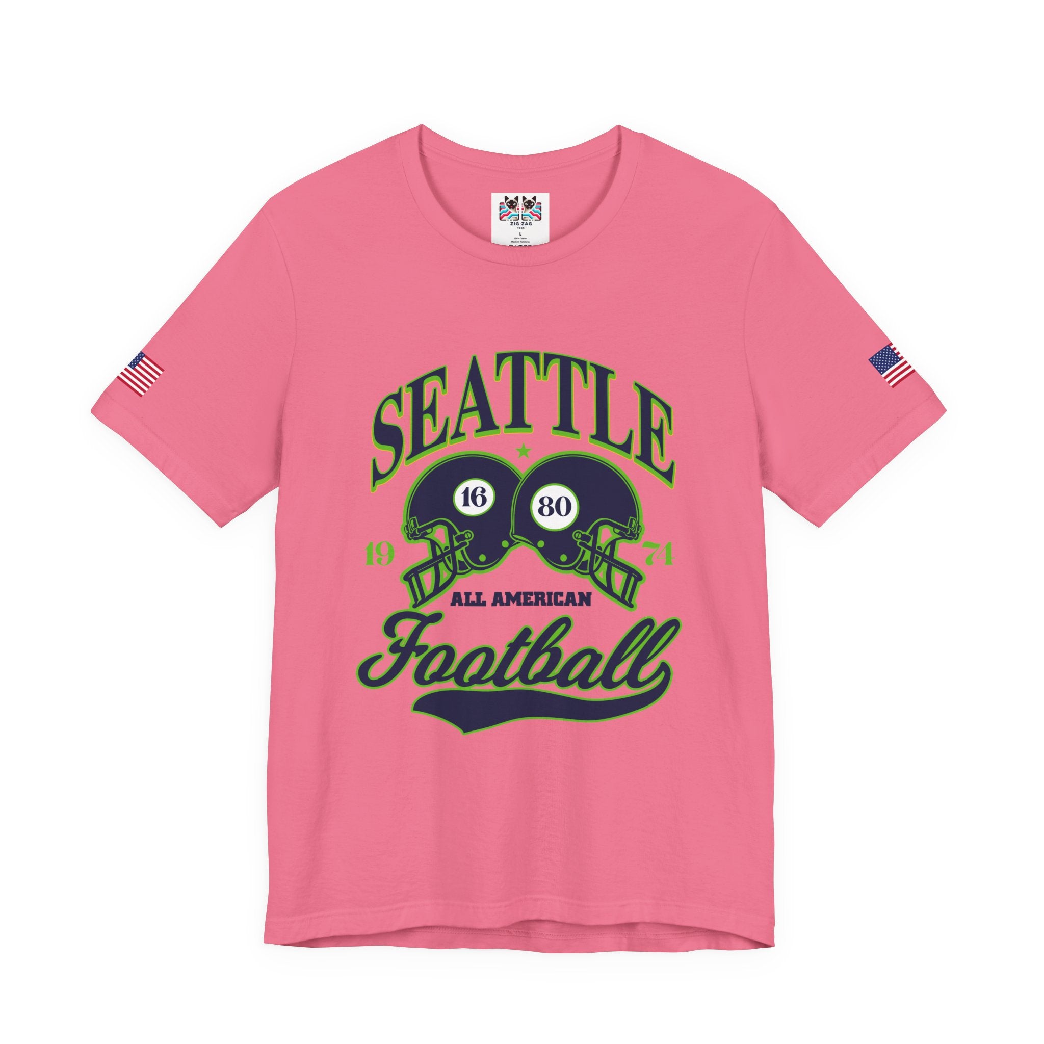 Seattle All American Football Retro Dual Helmet T-Shirt | Since 1974 Game Day Tee | Seattle Football Fan Shirt