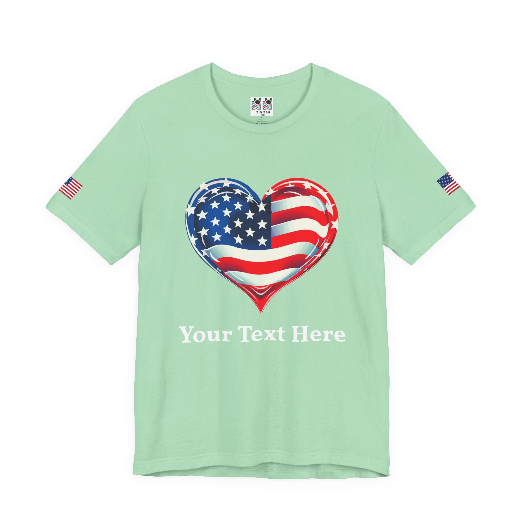 Custom T-Shirt - American Flag Heart T-Shirt – Love USA Patriotic Pride Graphic Tee