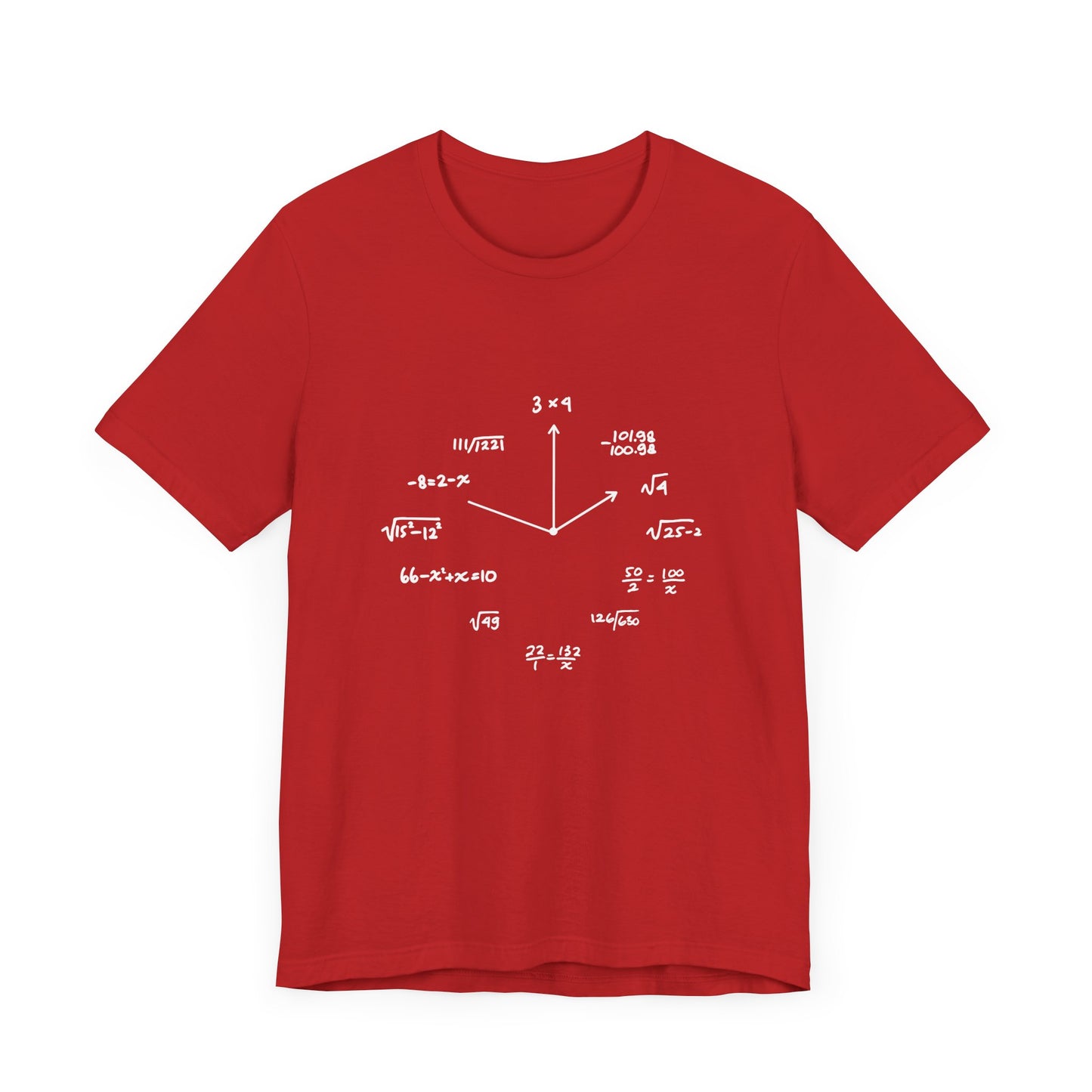 Math Clock T-Shirt – Funny Equations as Clock Numbers Graphic Tee
