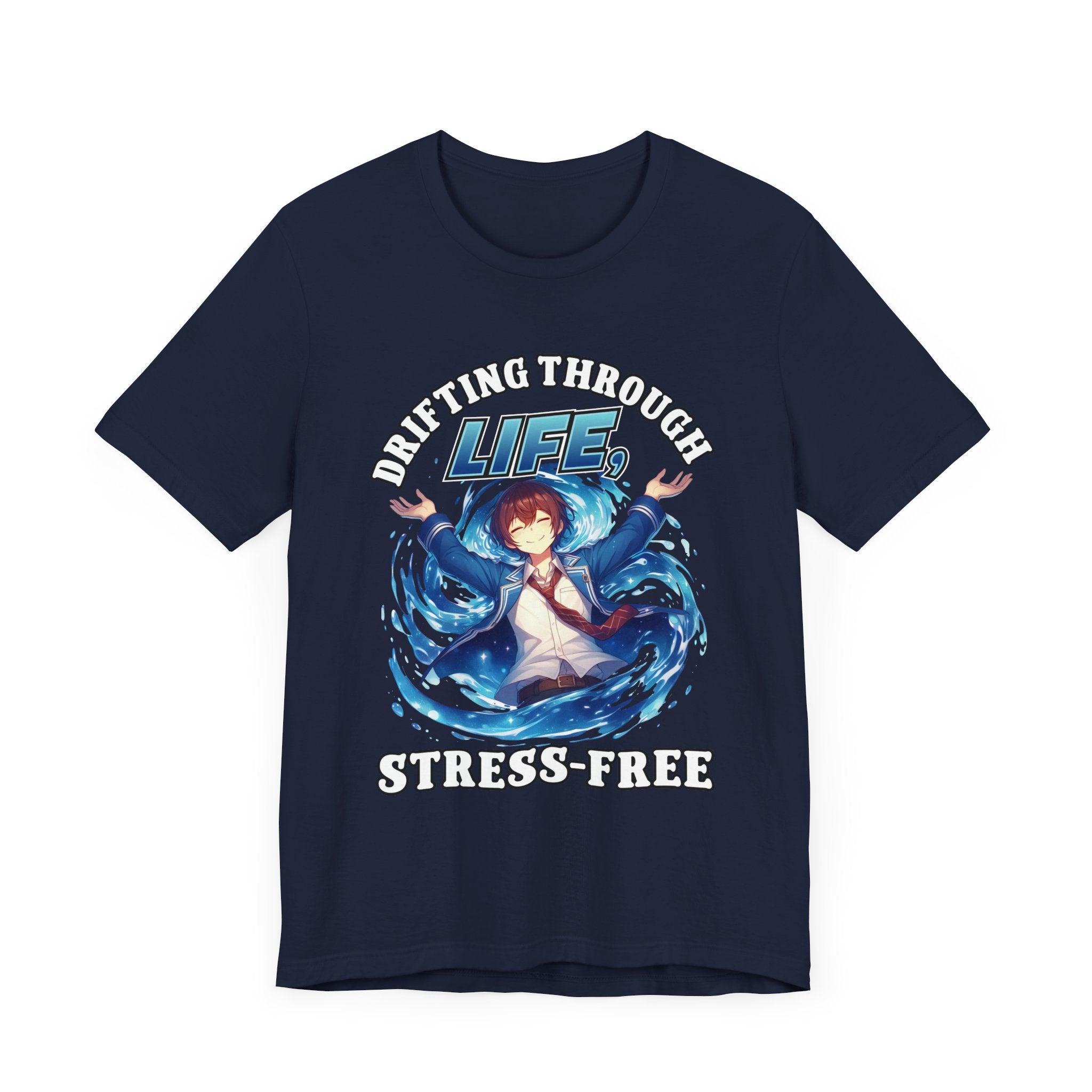 Let Go And Let Flow Shirt, Tranquil Anime Boy Tee, Water Energy Graphic T Shirt, Spiritual Release Apparel, Calm Vibes Minimalist Top