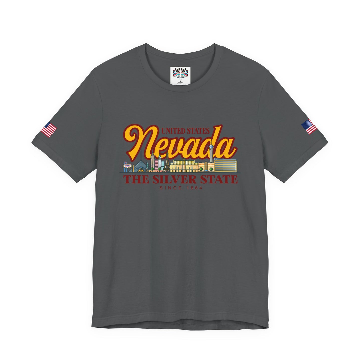 Nevada The Silver State T-Shirt - Las Vegas Skyline Pink Since 1864 USA Design