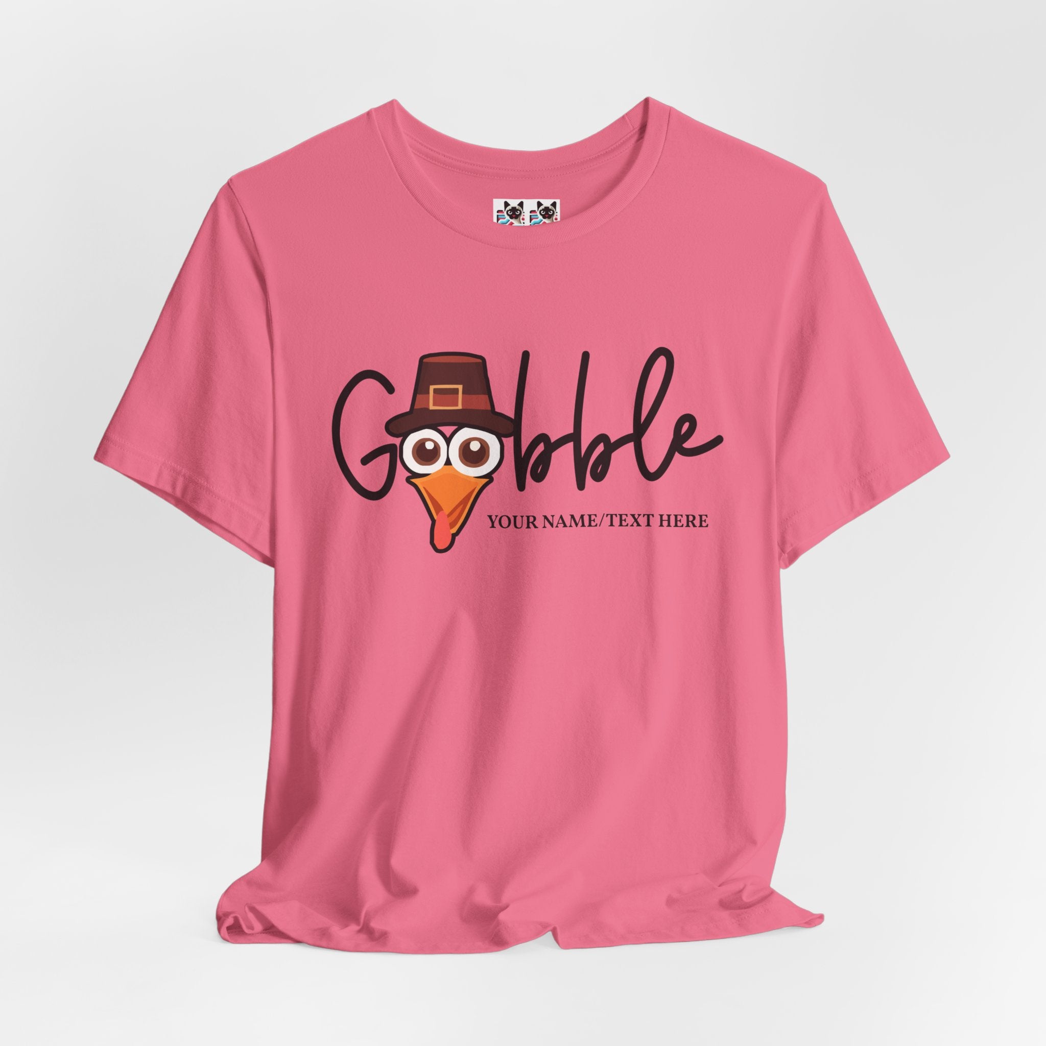 Custom T-Shirt - Gobble Turkey Head Cursive T-Shirt