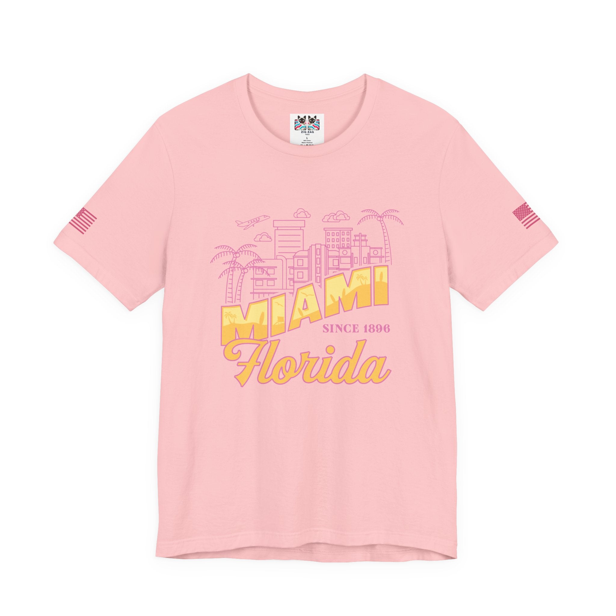Miami Since 1896 Florida T-Shirt – Art Deco Skyline Line Art Graphic Tee