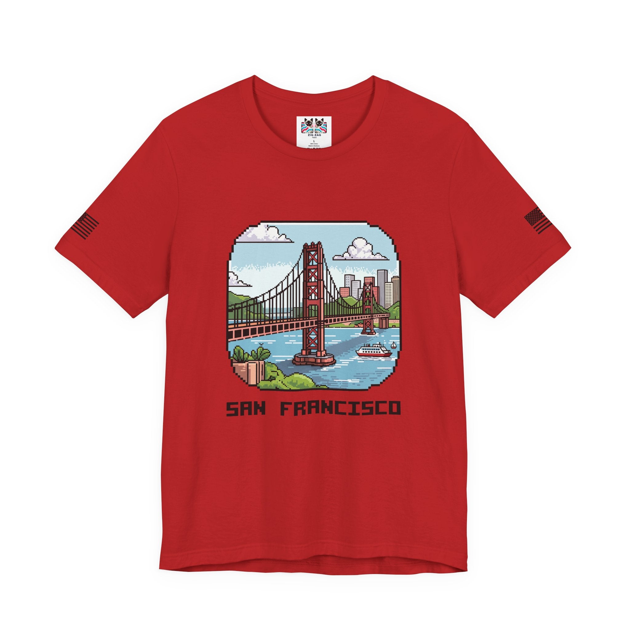 San Francisco T-Shirt, Retro Pixel Art Golden Gate Bridge Tee, SF California Gamer Style Shirt, Unique Travel Souvenir, Unisex