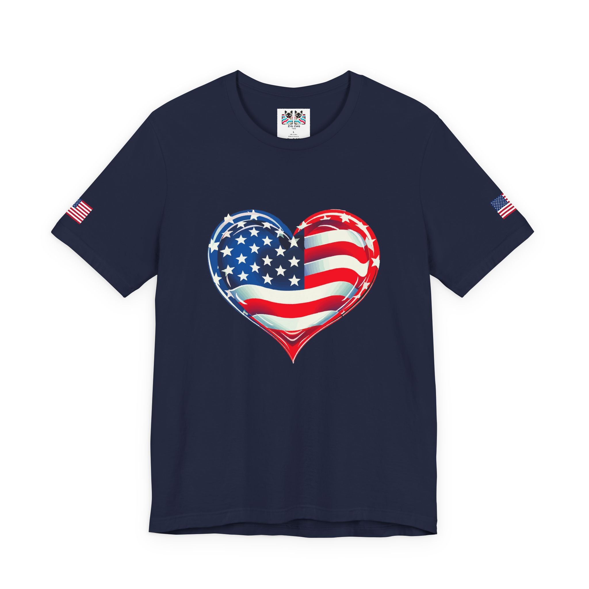 American Flag Heart T-Shirt – Love USA Patriotic Pride Graphic Tee