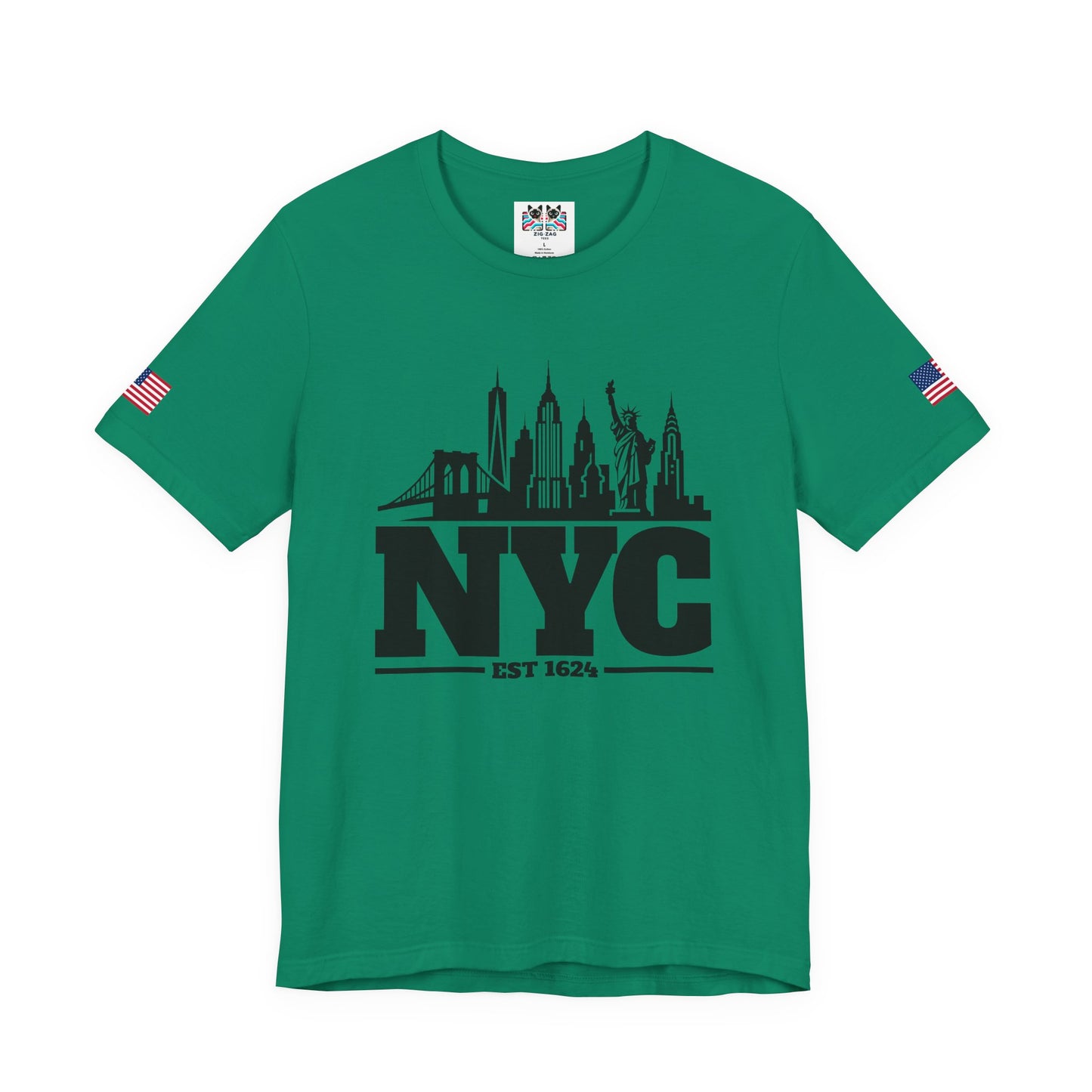 NYC Skyline Silhouette T-Shirt - Black & White New York City Est 1624 Minimalist