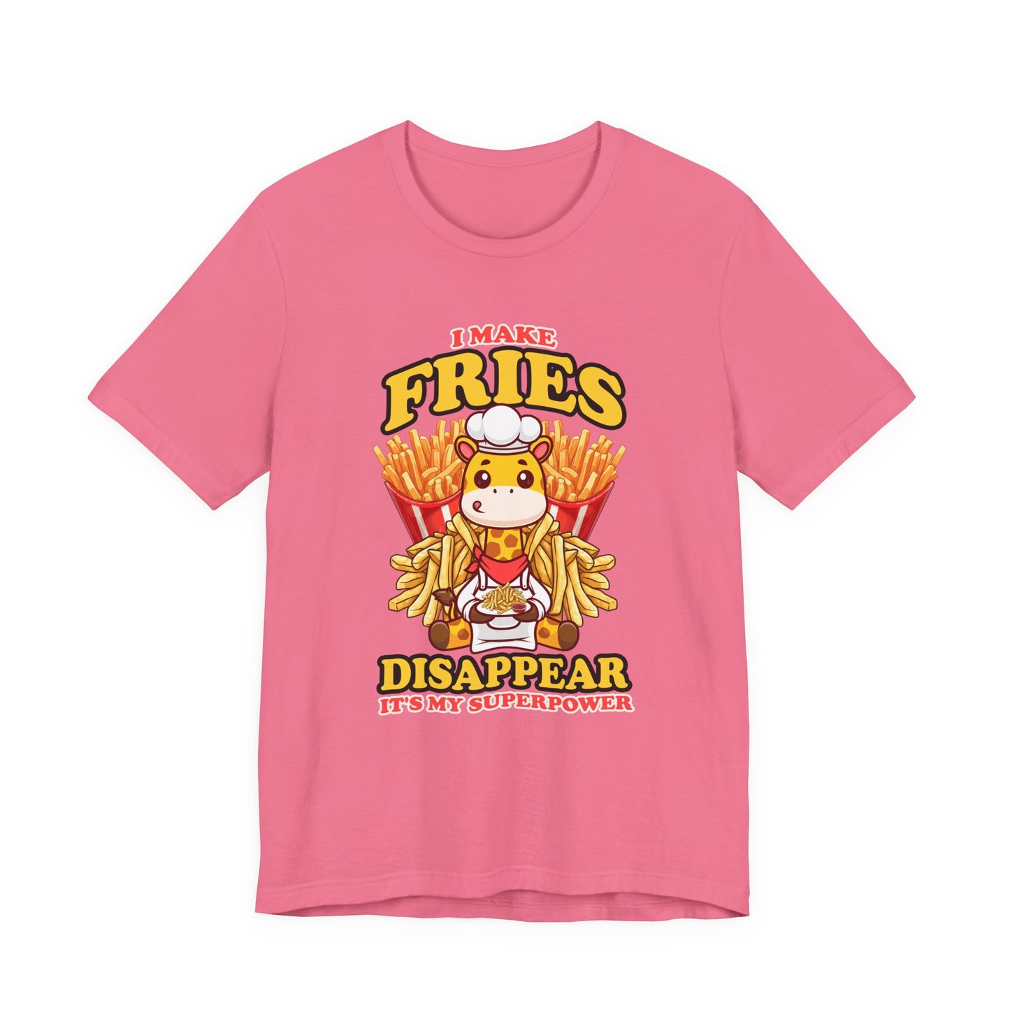 I Make Fries Disappear T-Shirt – Adorable Baby Giraffe Chef With Fries Funny Super Power Graphic Tee