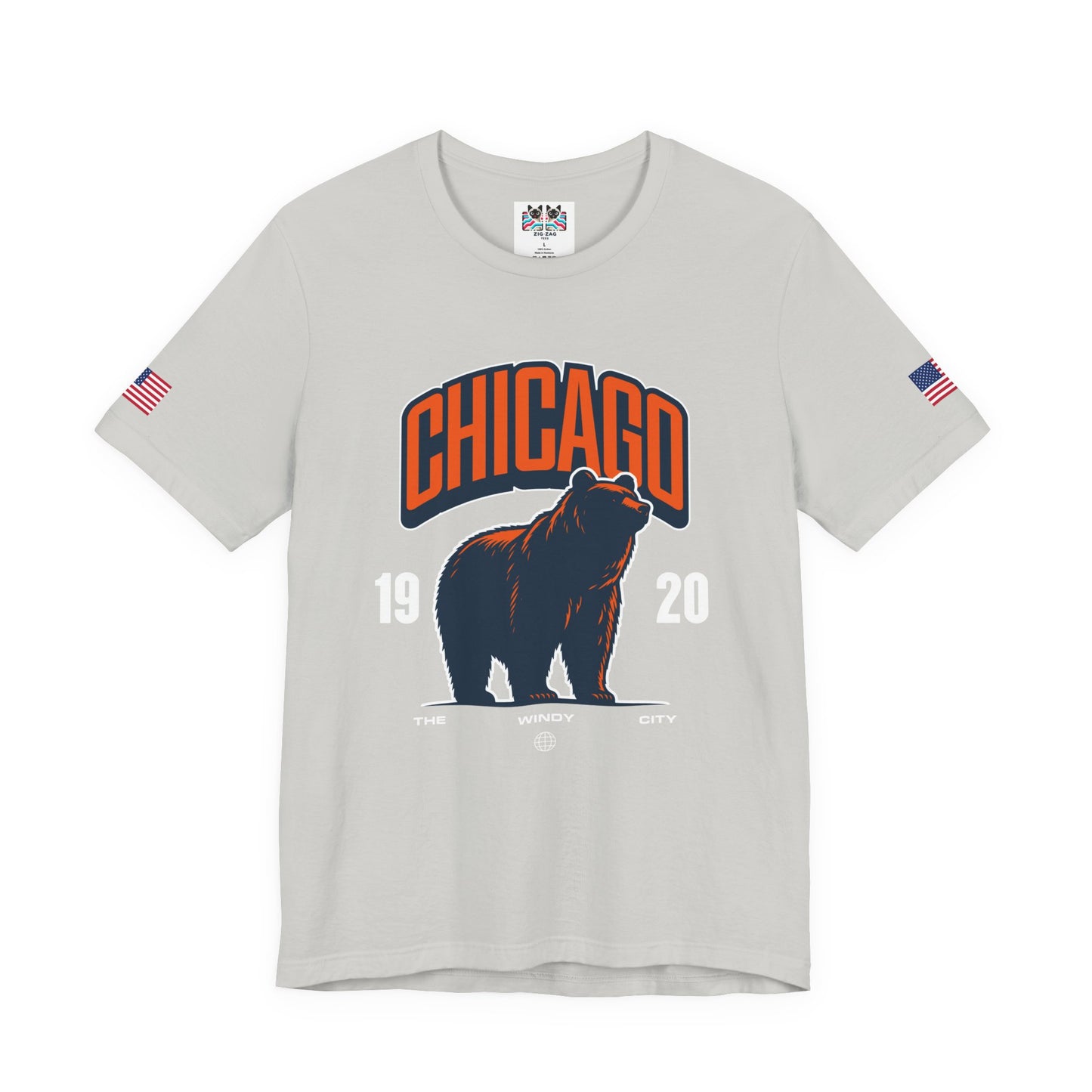 Chicago Bear T-Shirt - The Windy City 1920 Navy Orange Roaring Bear Mascot
