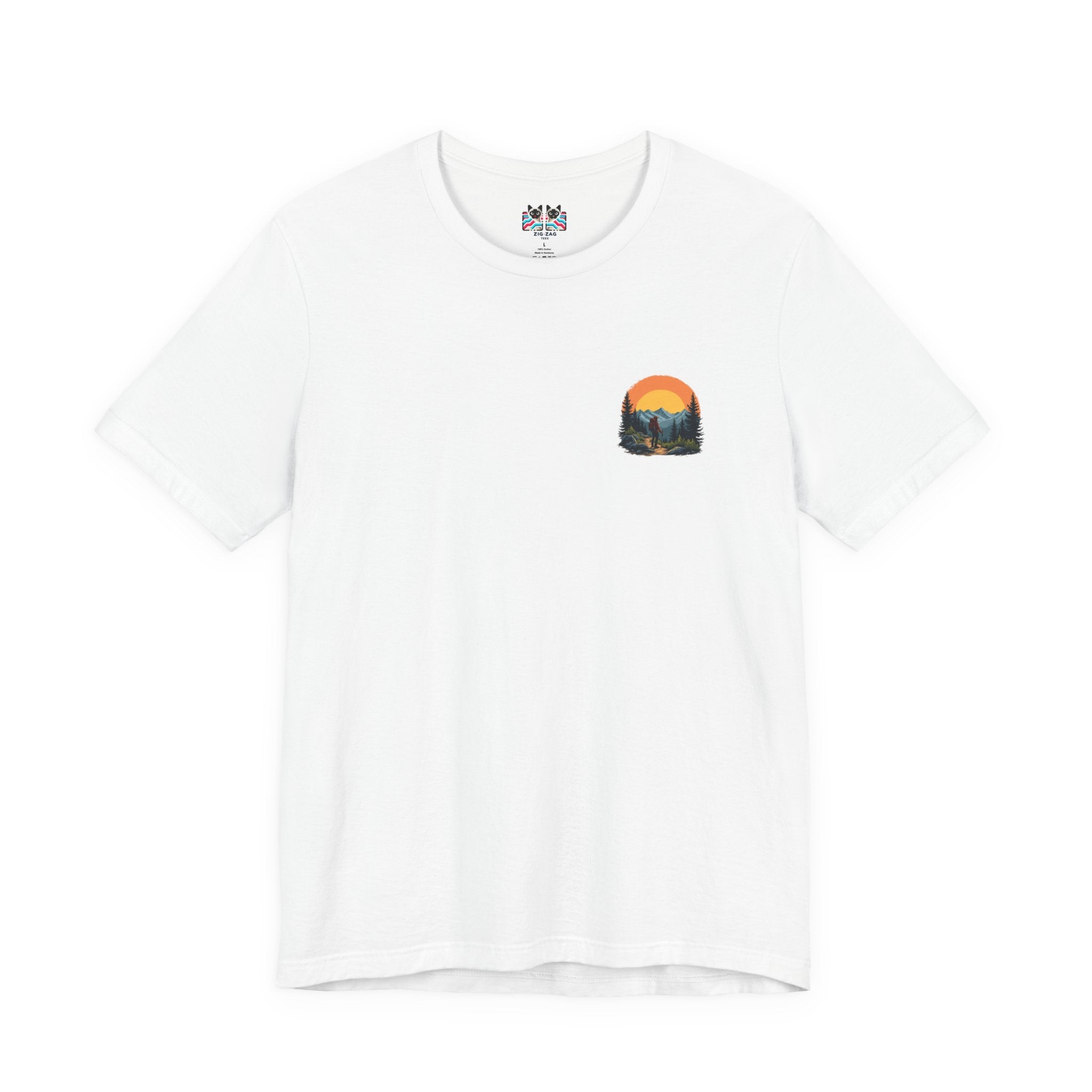 Adventure Seeker Nature Lover T-Shirt – Hiker on Mountain Edge Graphic