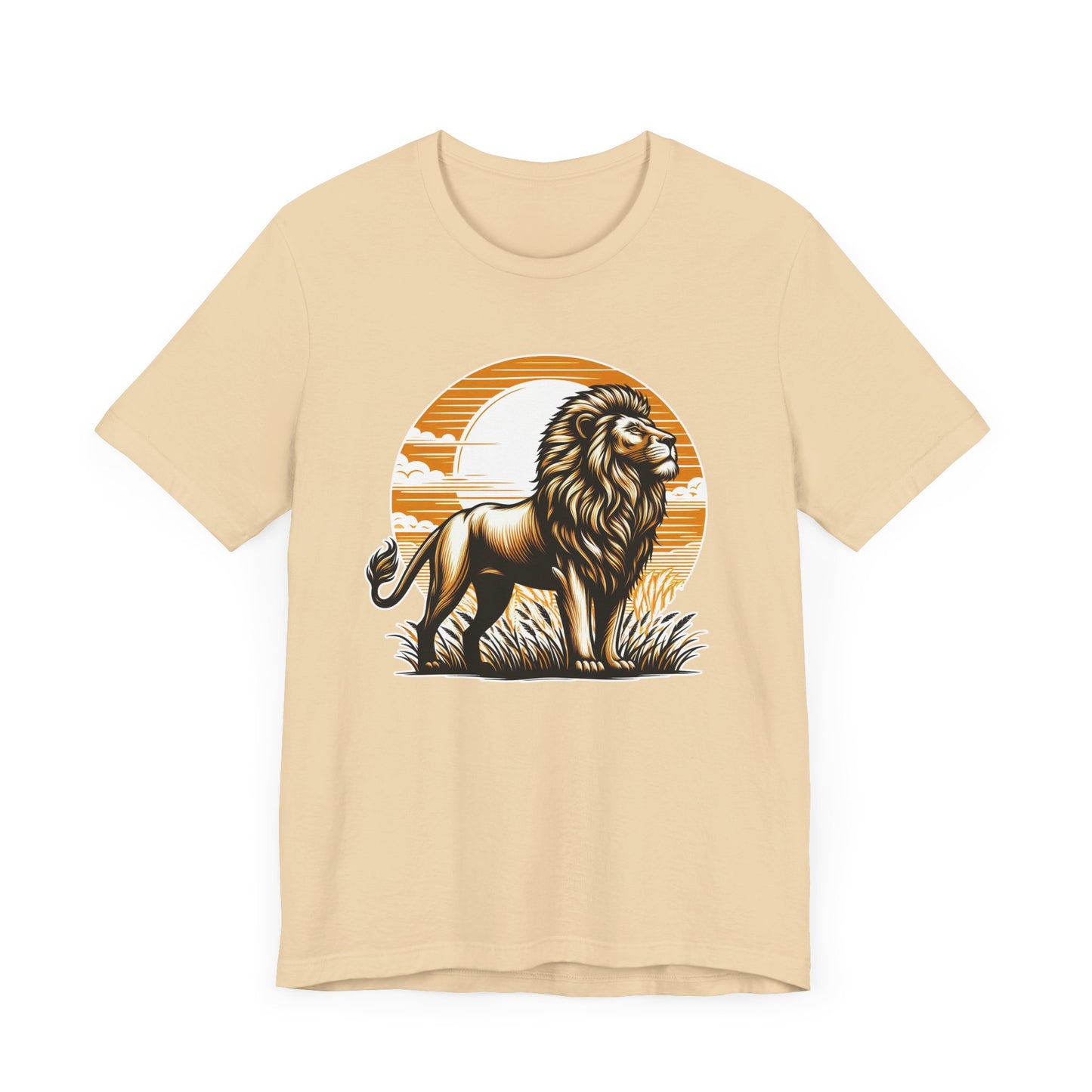 King of the Wild Majestic Male Lion Watching Territory with Sunrise Graphic T-Shirt
