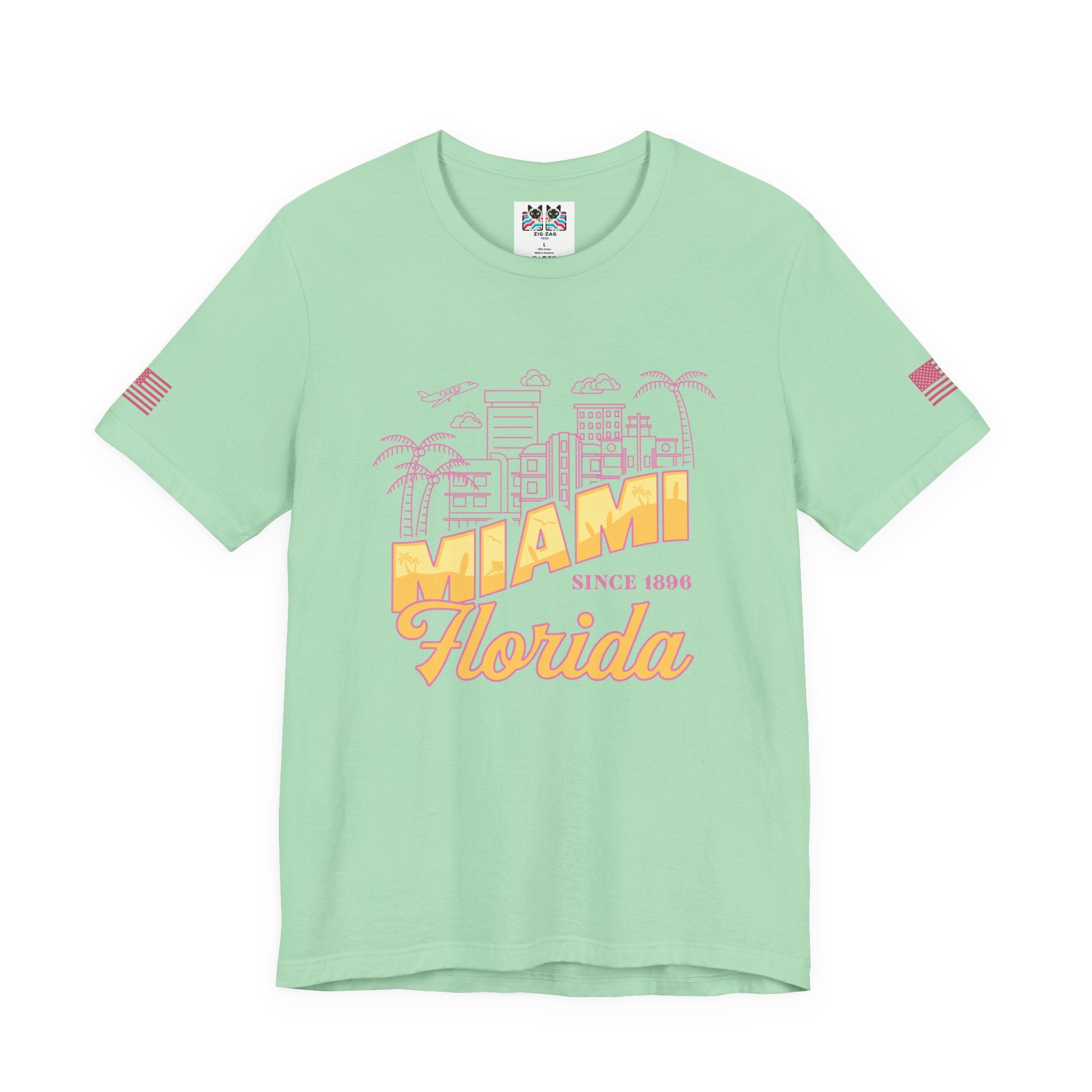 Miami Since 1896 Florida T-Shirt – Art Deco Skyline Line Art Graphic Tee