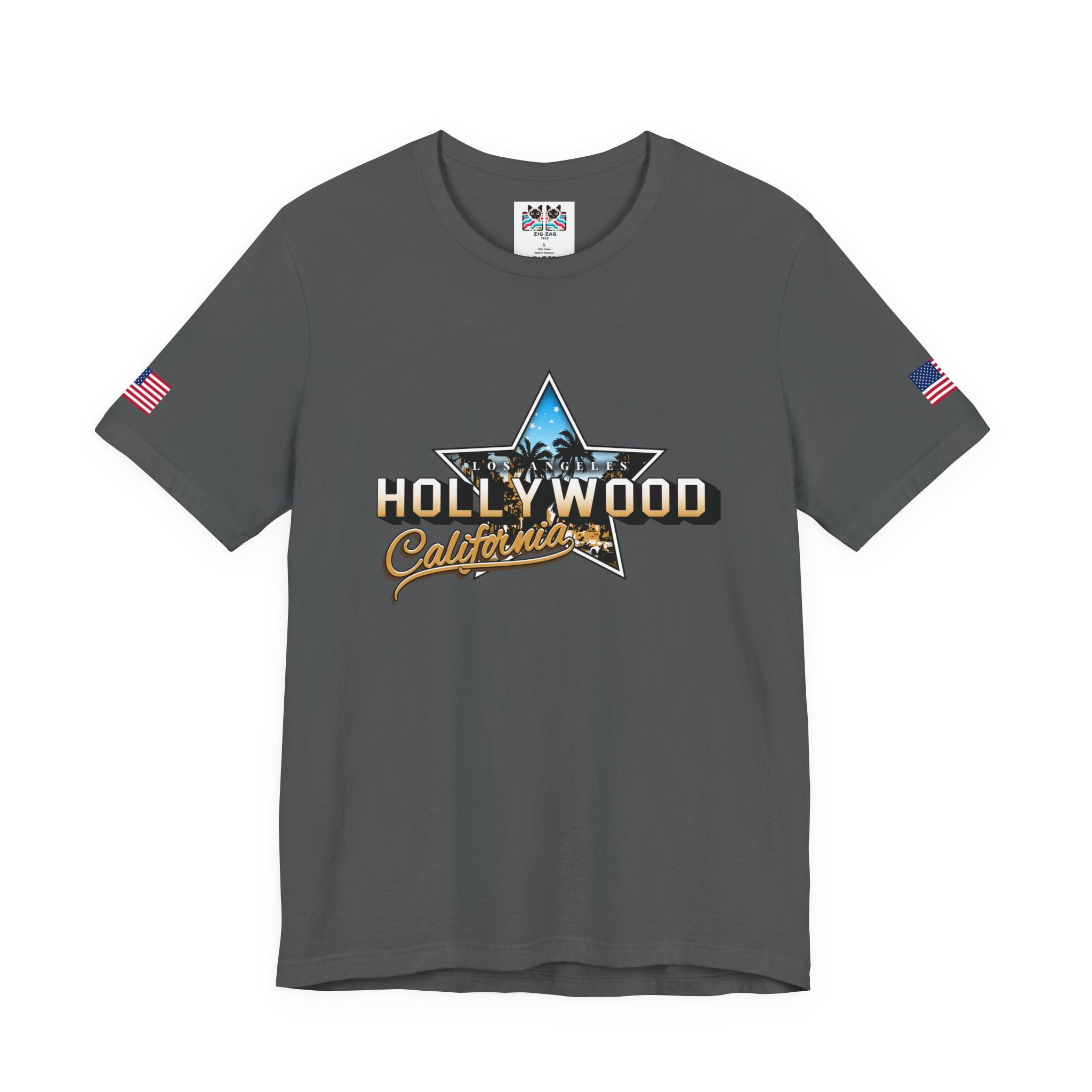 Los Angeles Hollywood California T-Shirt – Star Graphic Palm Tree Night Scene Tee