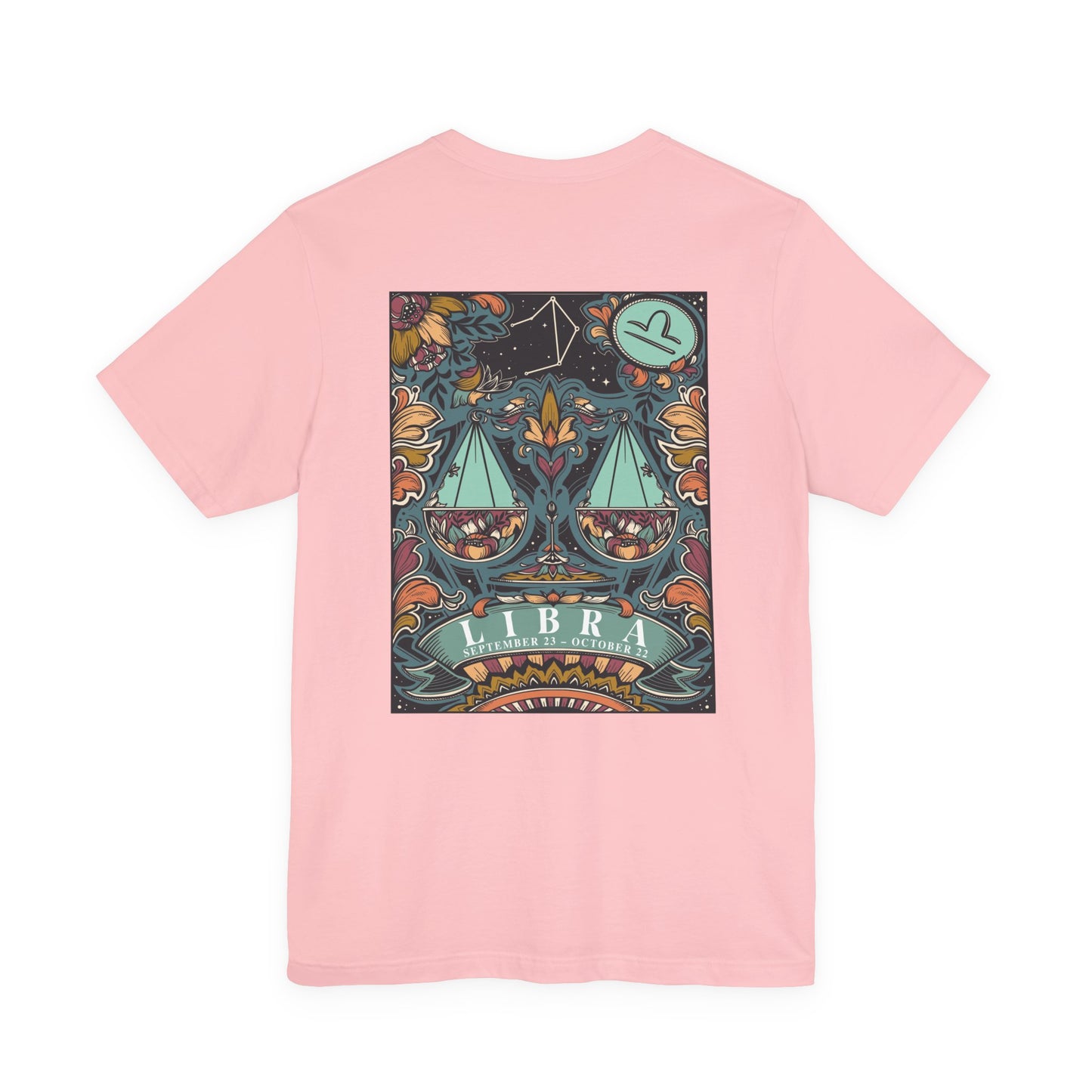 Libra Constellation & Floral Zodiac T-Shirt – September 23 to October 22