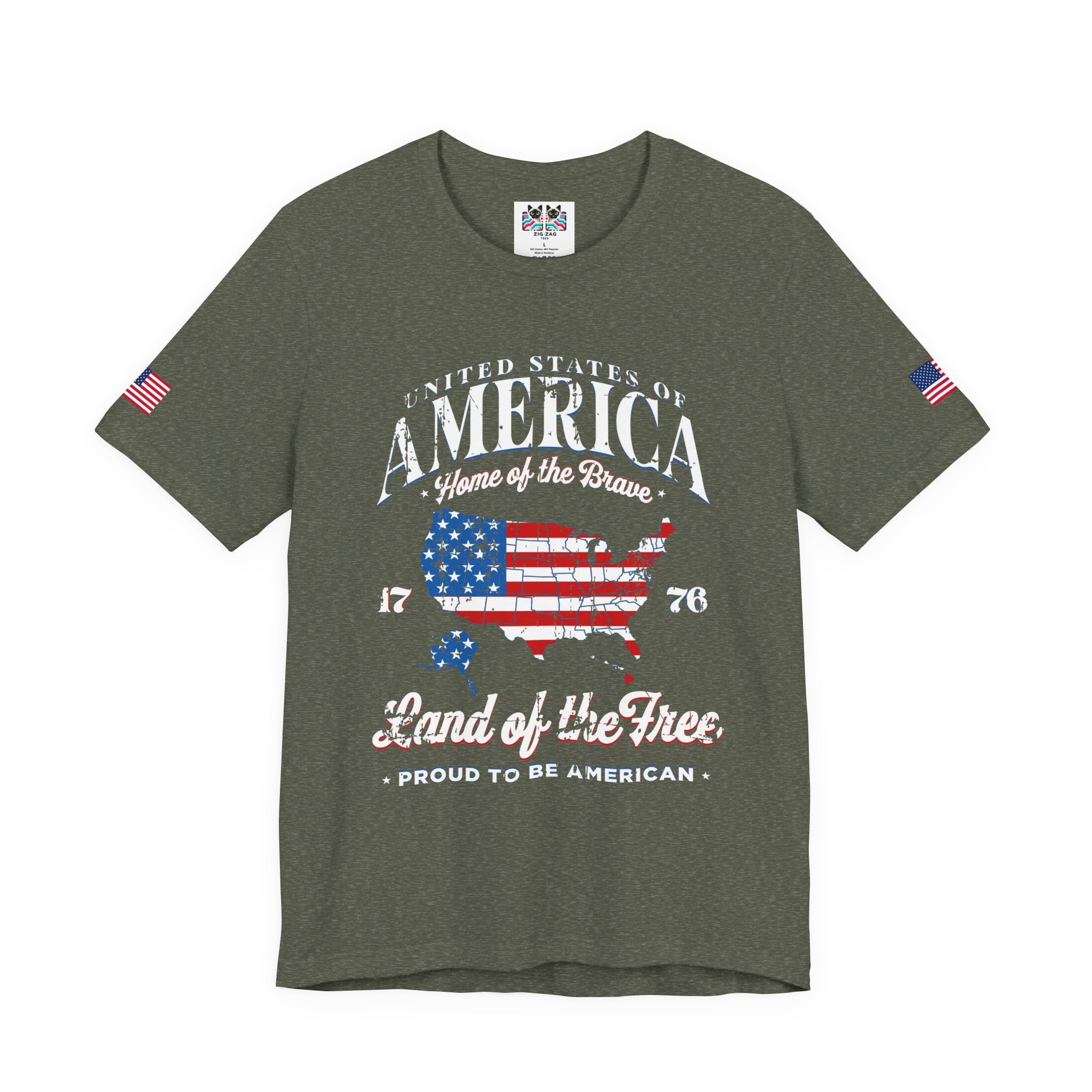 America Home of the Brave T-Shirt – USA Map 1776 Vintage Patriotic Graphic Tee