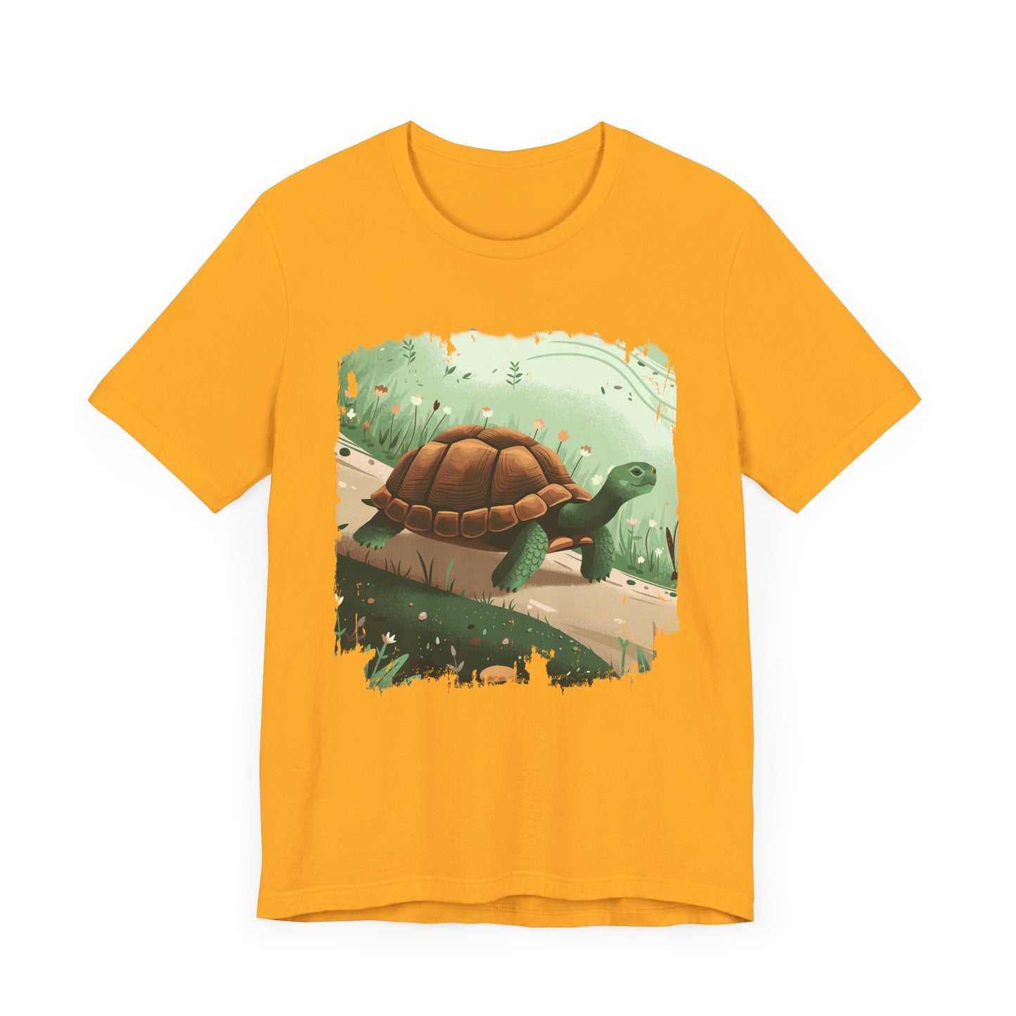 Brisk Tortoise Racing to the Finish Line with Breezy Green Pathway Graphic T-Shirt