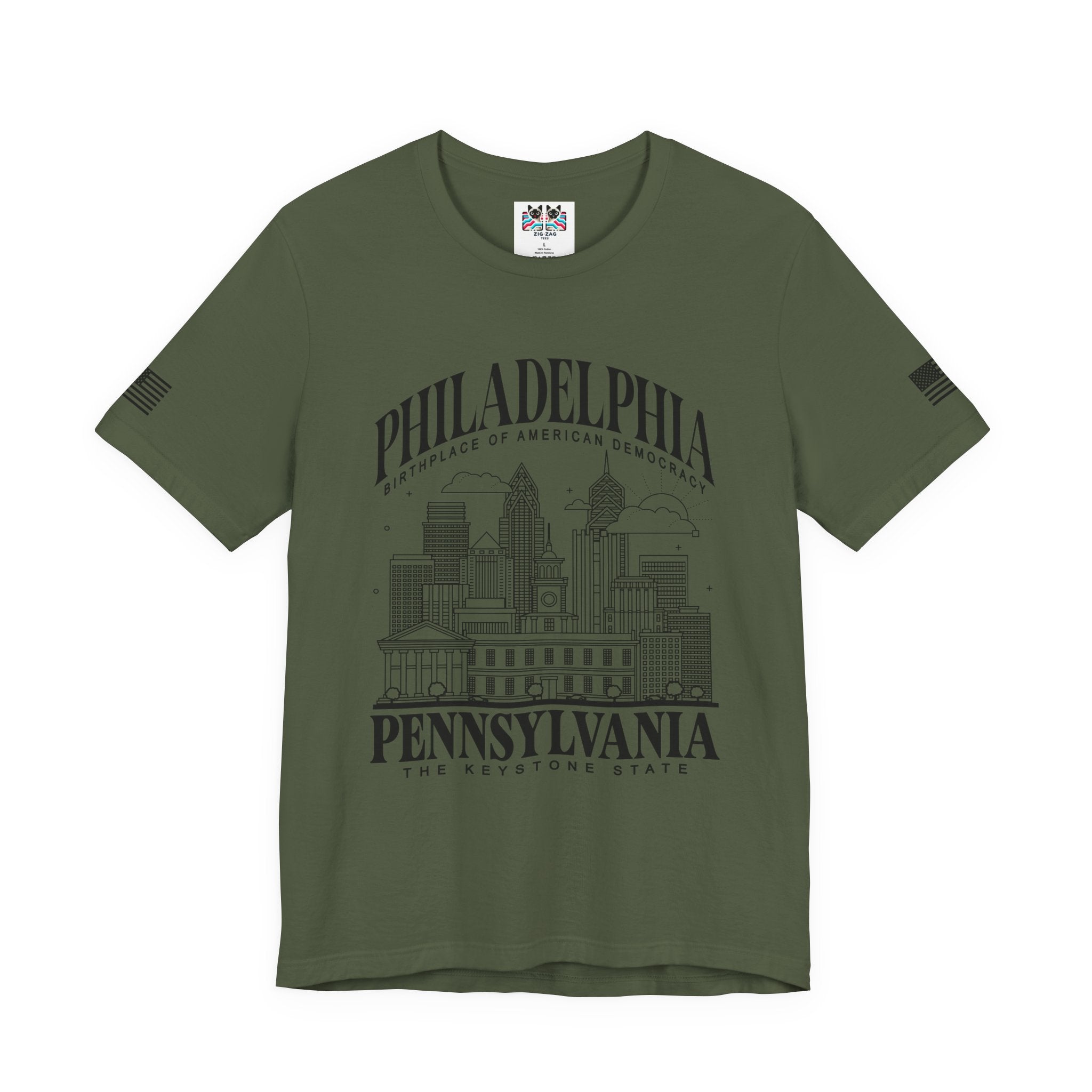 Philadelphia Pennsylvania T-Shirt – Birthplace of American Democracy Skyline Keystone State Graphic Tee