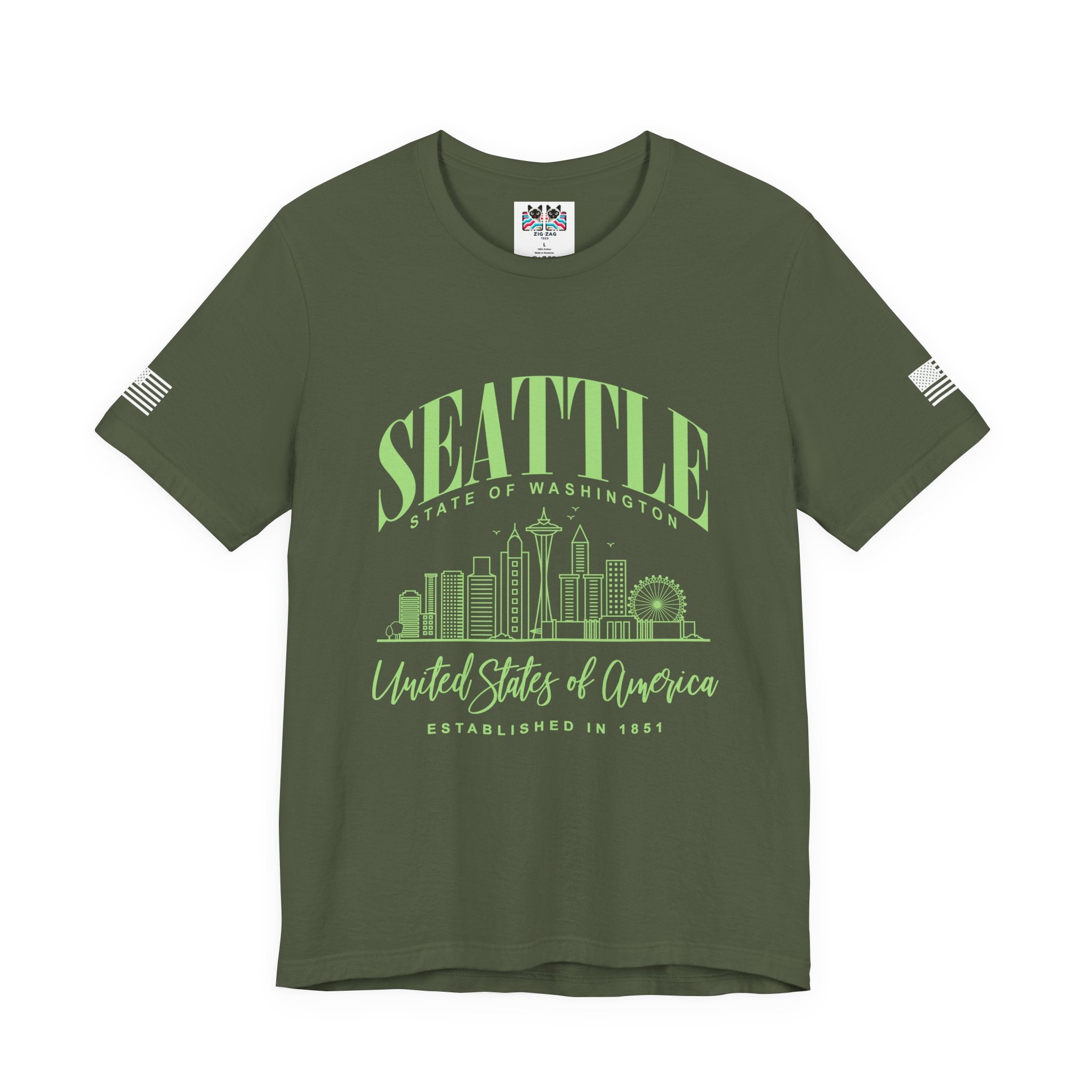 Seattle State of Washington Arch Skyline T-Shirt | United States of America EST 1851 Tee | Evergreen State Shirt