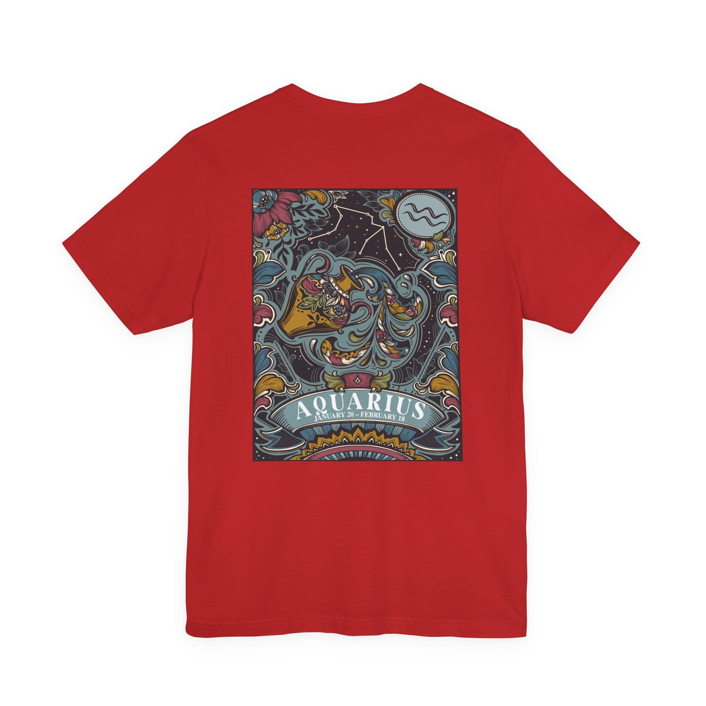 Aquarius Constellation & Floral Zodiac T-Shirt – January 20 to February 18