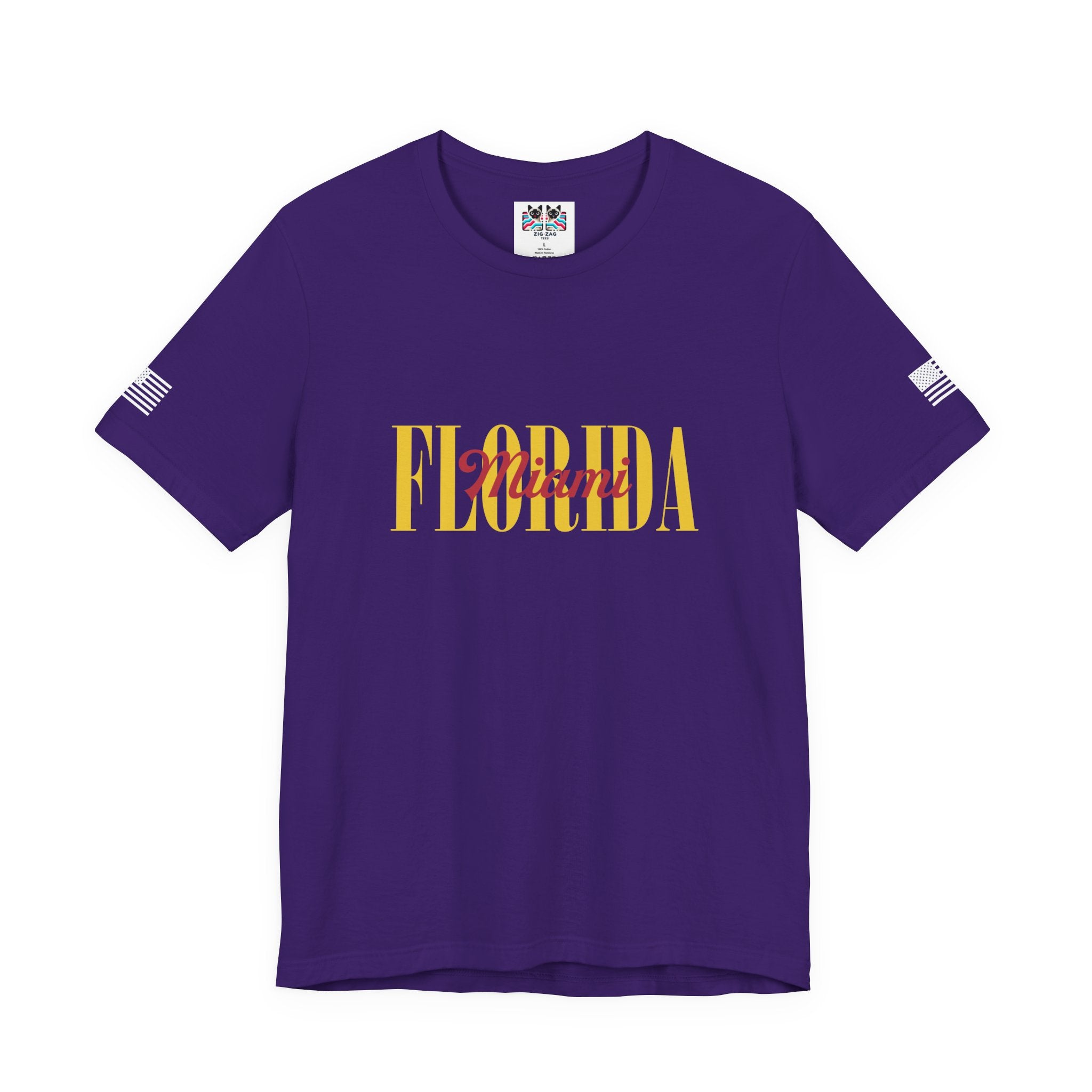 Florida Miami T-Shirt – Bold Layered Gold Typography Graphic Tee