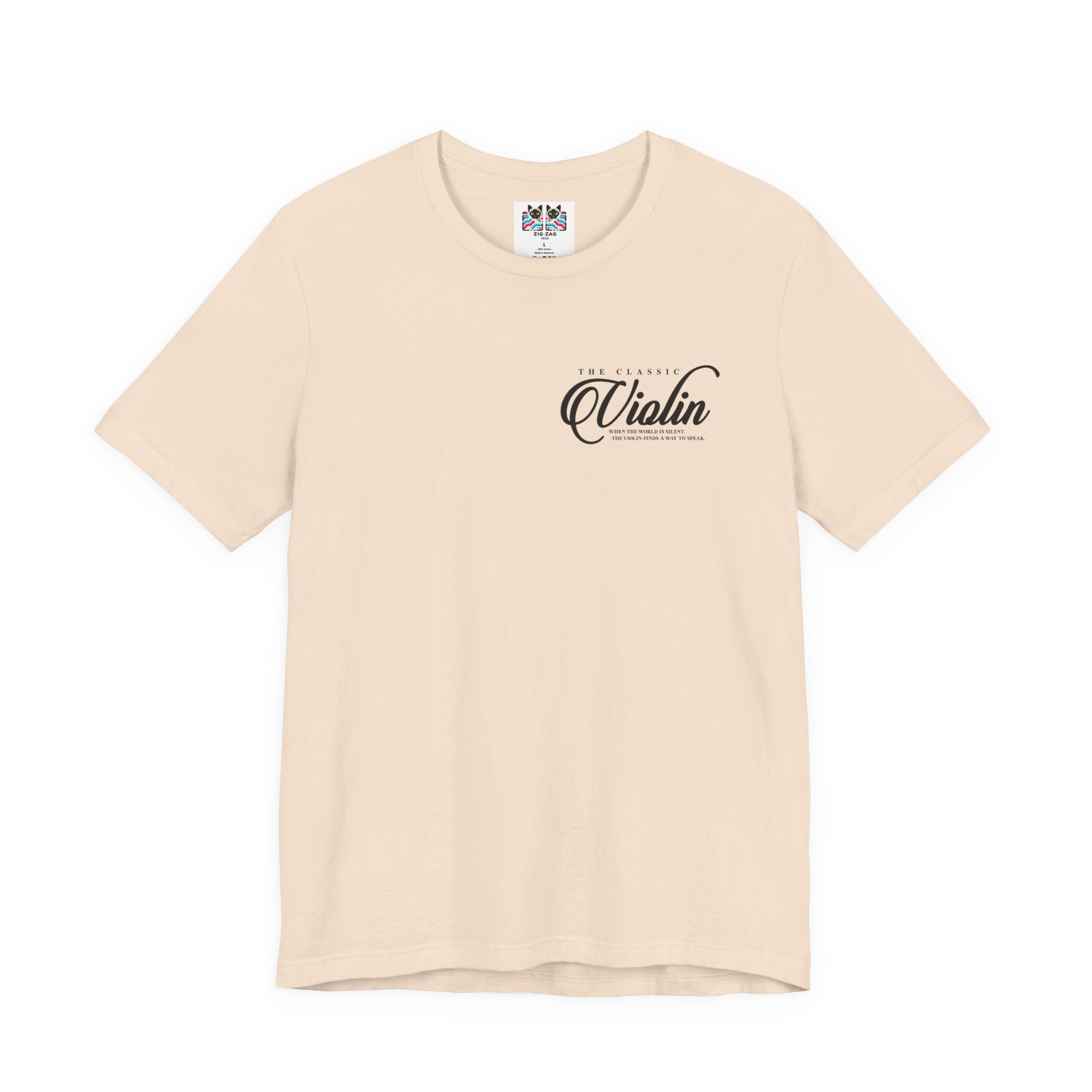 The Classic Violin T-Shirt – Vintage Instrument & 16th Century Story [Black Text]