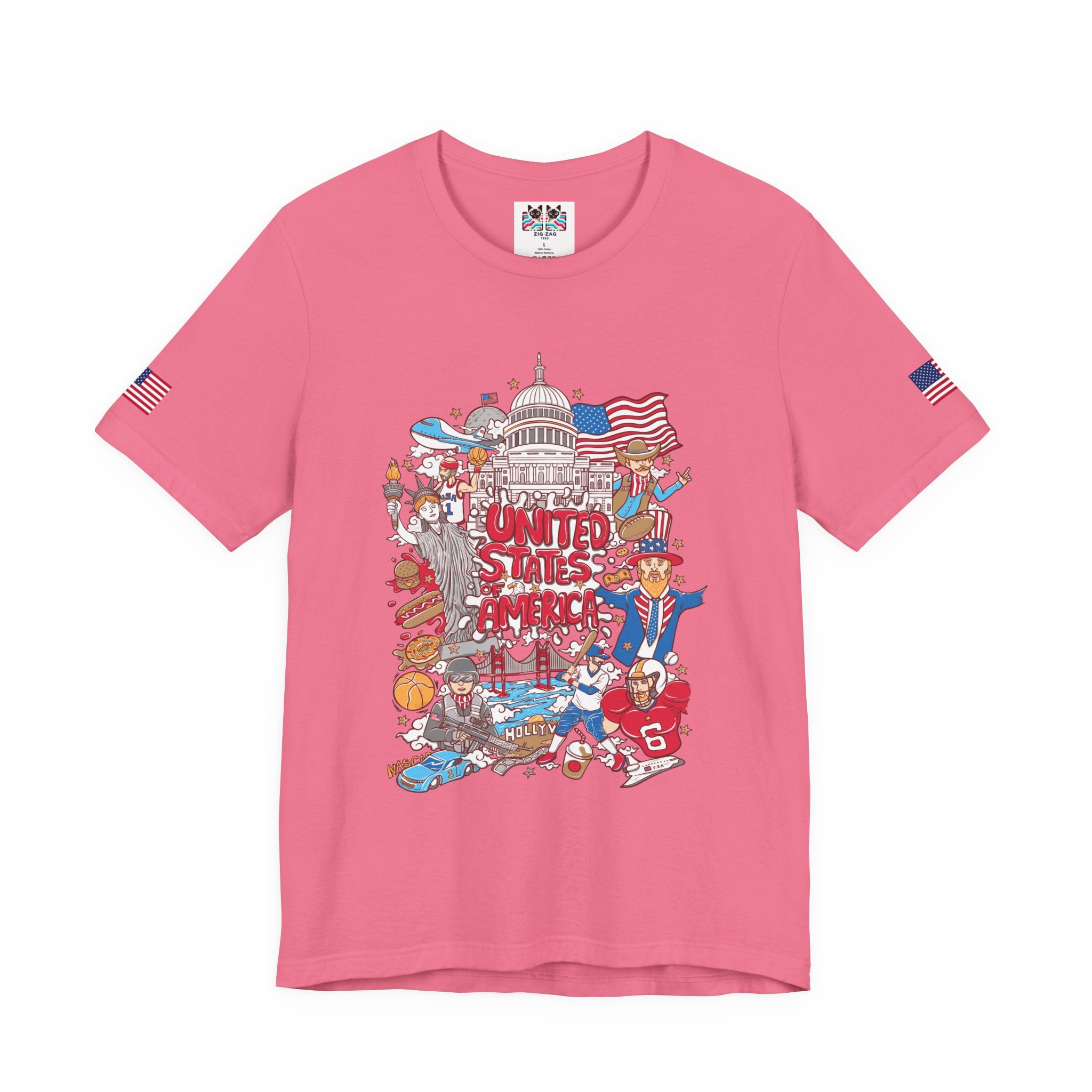 United States of America Collage T-Shirt – Iconic American Symbols Graphic Tee