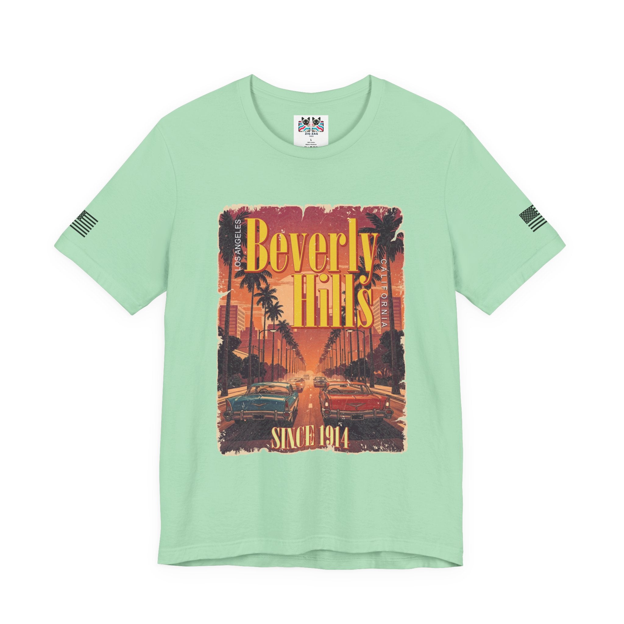 Beverly Hills Los Angeles California T-Shirt – Since 1914 Classic Cars Sunset Street Tee