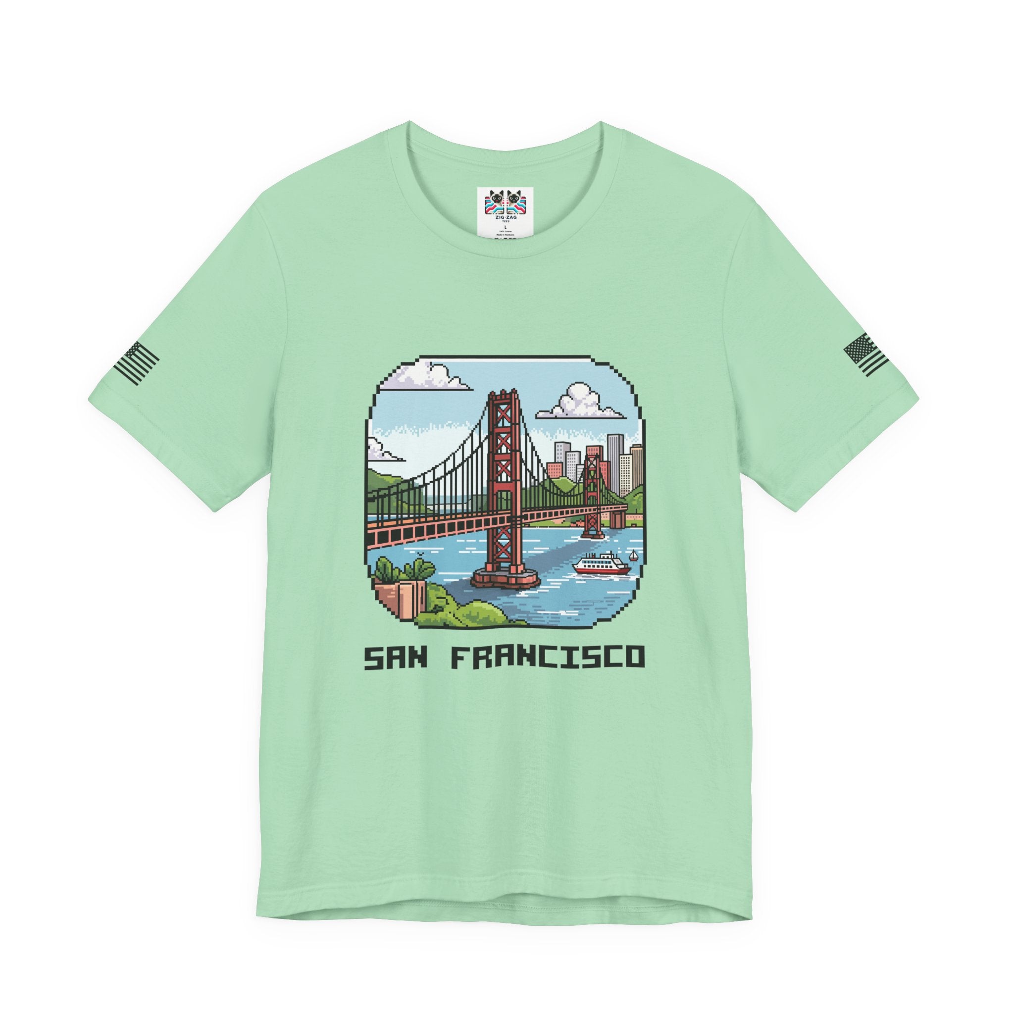 San Francisco T-Shirt, Retro Pixel Art Golden Gate Bridge Tee, SF California Gamer Style Shirt, Unique Travel Souvenir, Unisex