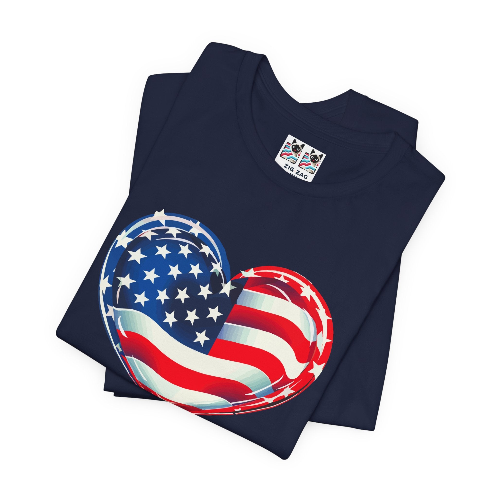 Custom T-Shirt - American Flag Heart T-Shirt – Love USA Patriotic Pride Graphic Tee