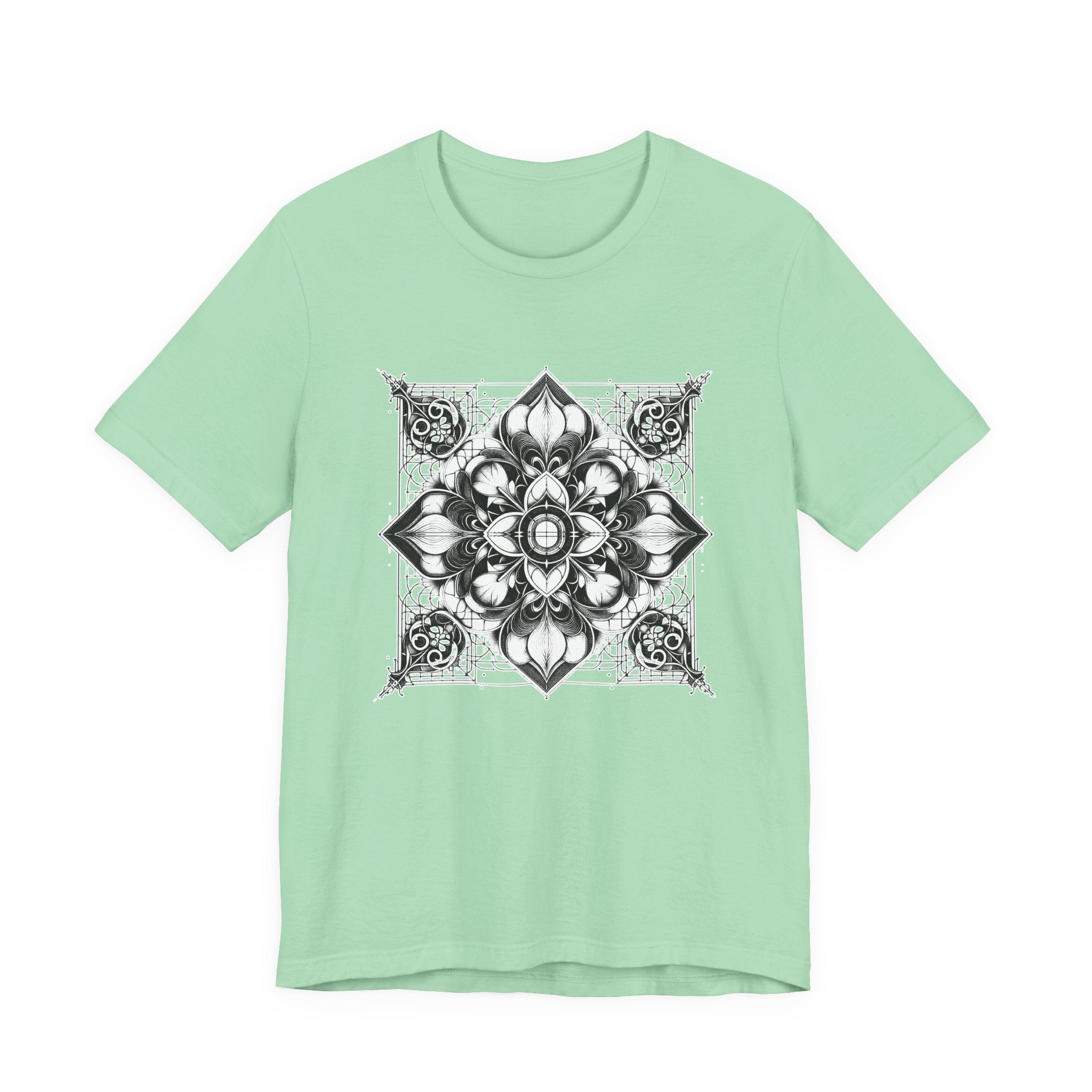 Monochrome Symmetry – Minimalist Geometric Pattern Graphic T-Shirt