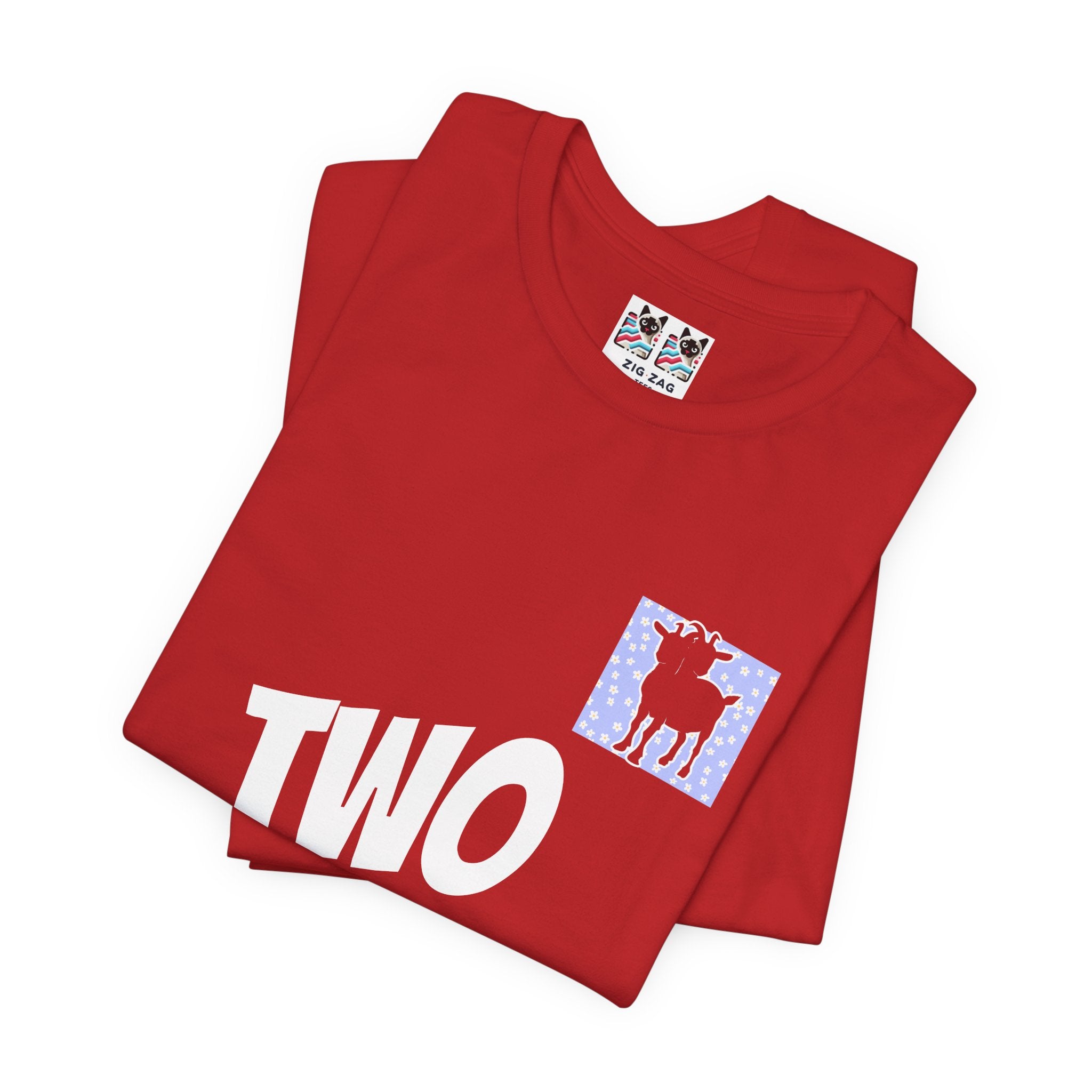 Custom T-Shirt - Double-Headed Goat Outline Graphic T-Shirt