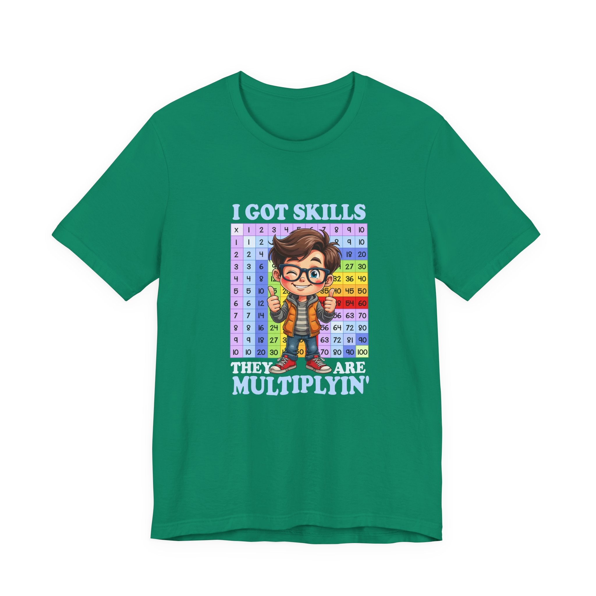 I Got Skills and They Are Multiplying Tshirt – Happy Boy with Thumbs Up & Numbers 1 to 100