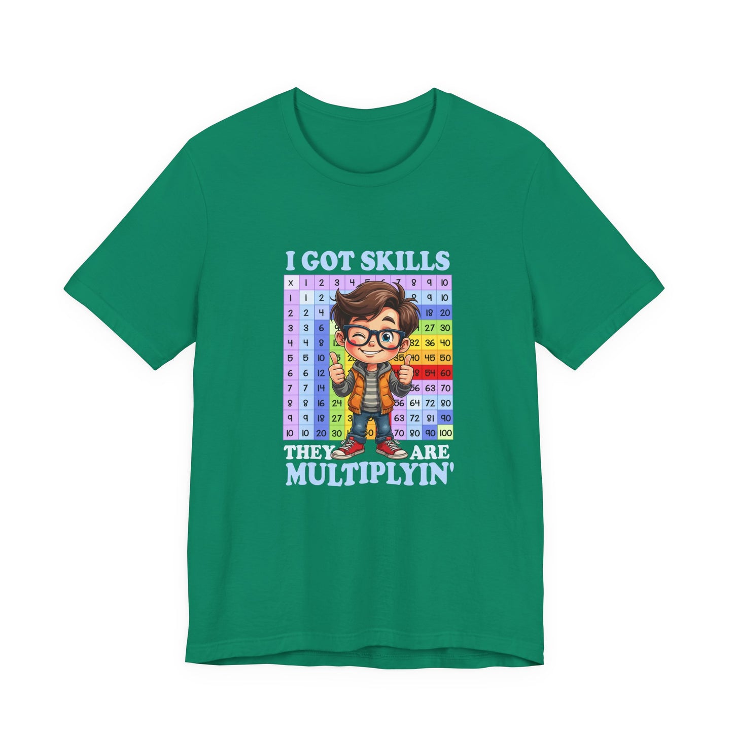 I Got Skills and They Are Multiplying Tshirt – Happy Boy with Thumbs Up & Numbers 1 to 100