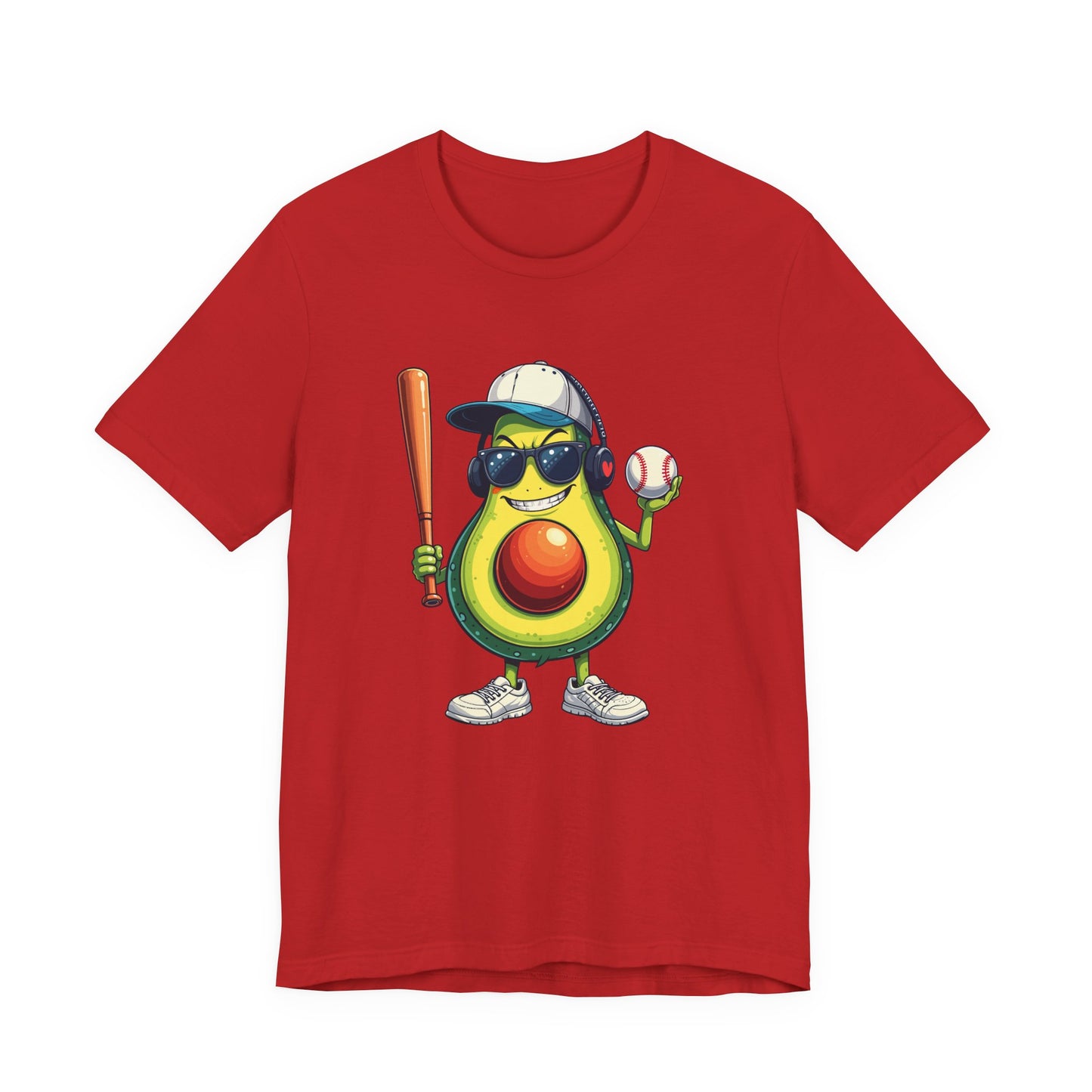 Aggressive Avocado Baseball Mascot Tshirt Bold Sports Fruit Character Design