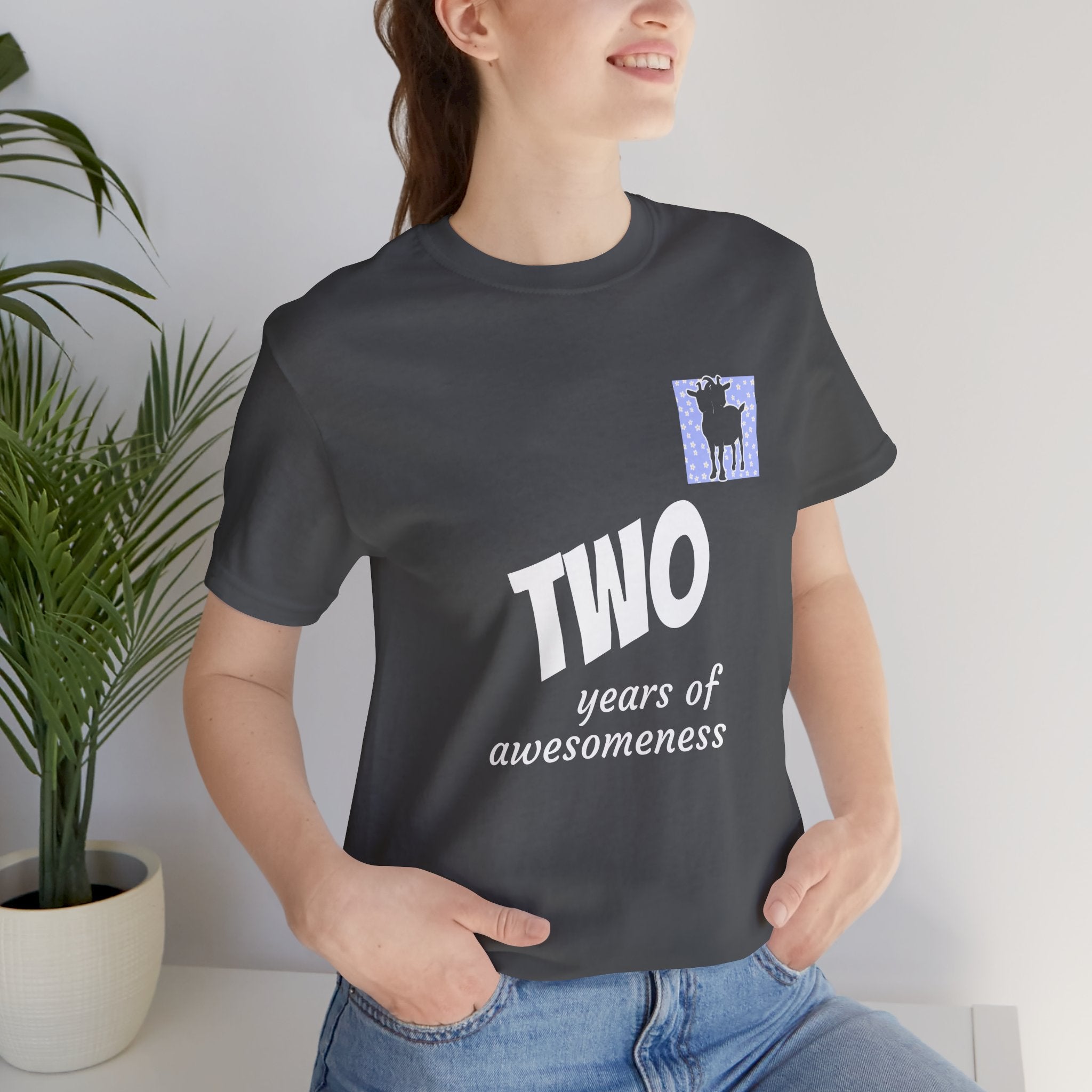 Custom T-Shirt - Double-Headed Goat Outline Graphic T-Shirt