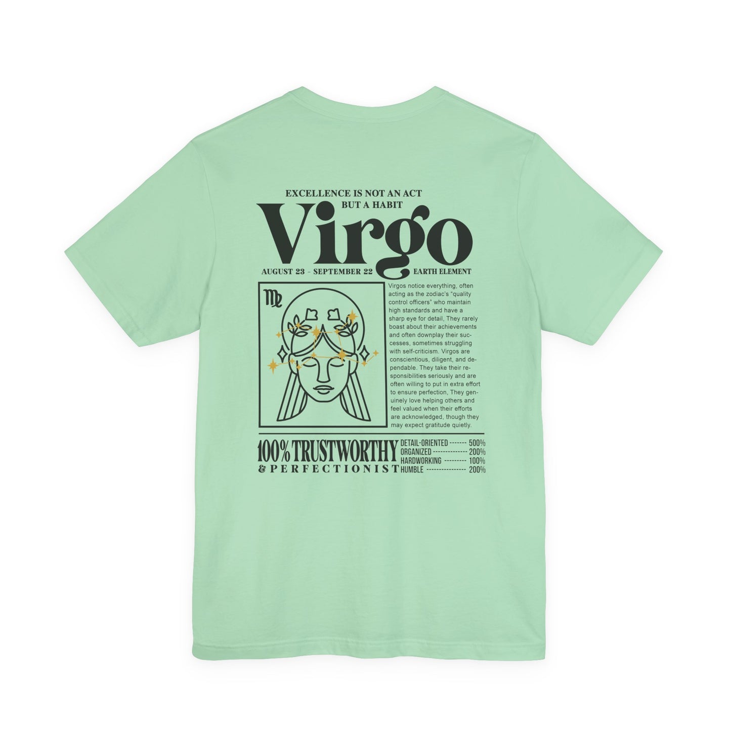 Virgo Lady Zodiac T-Shirt – Excellence Is Not an Act but a Habit