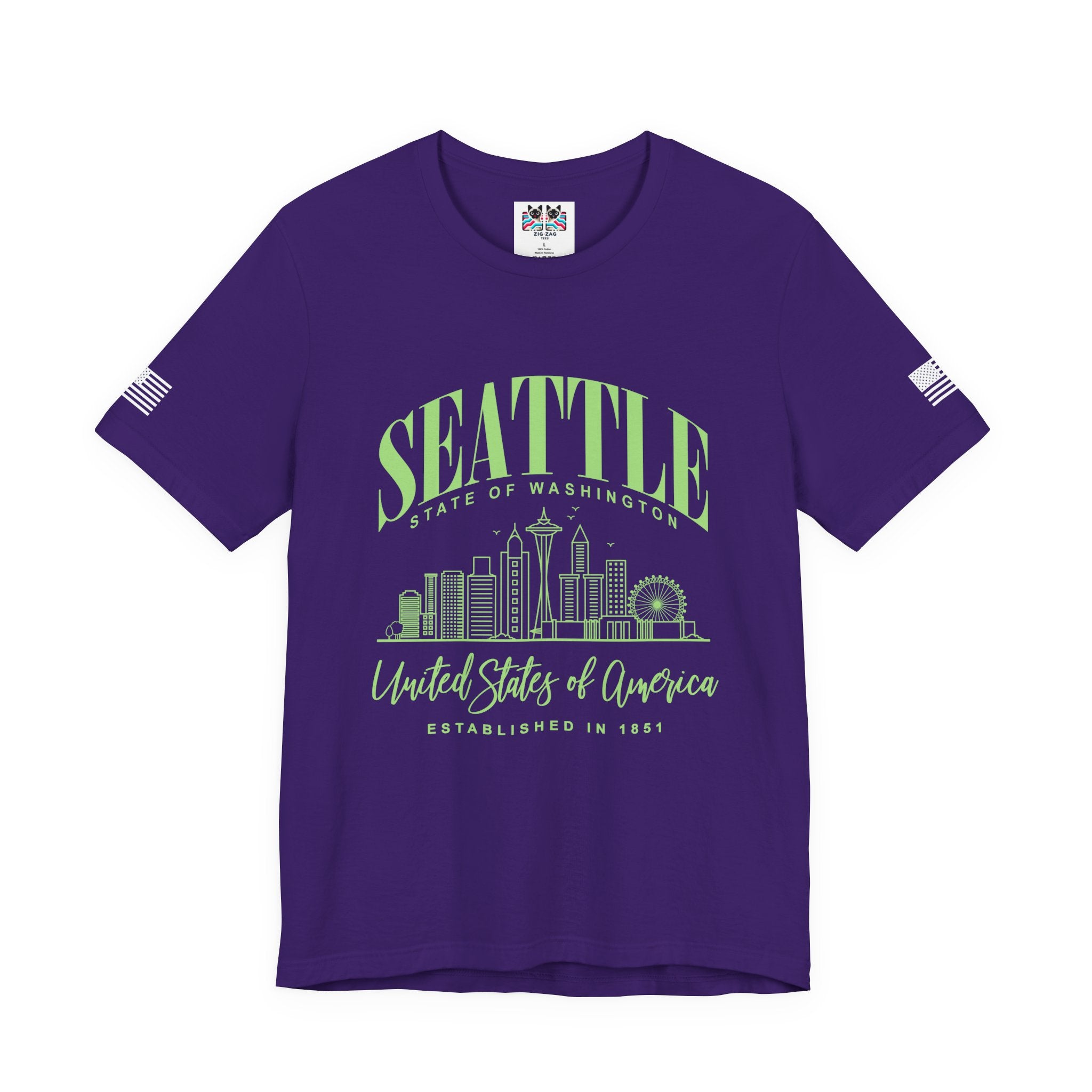 Seattle State of Washington Arch Skyline T-Shirt | United States of America EST 1851 Tee | Evergreen State Shirt