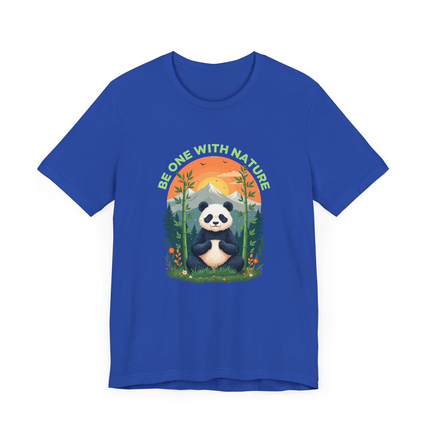 Be One with Nature – Calm Panda in Sunset Meadow Graphic T-Shirt