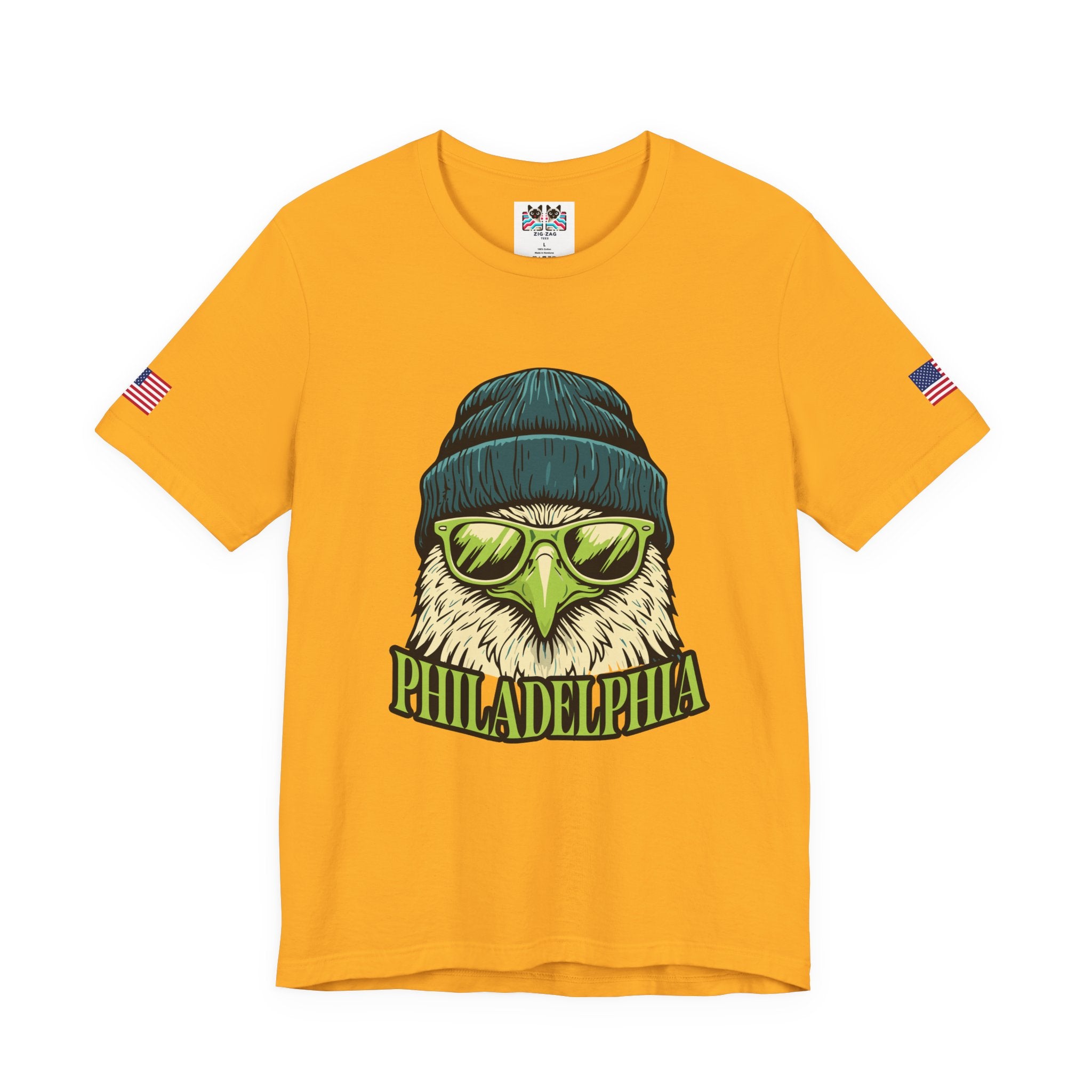 Philadelphia Cool Eagle Beanie Sunglasses Graphic T-Shirt | Funny Philly Football Fan Tee | Eagles Pride Shirt