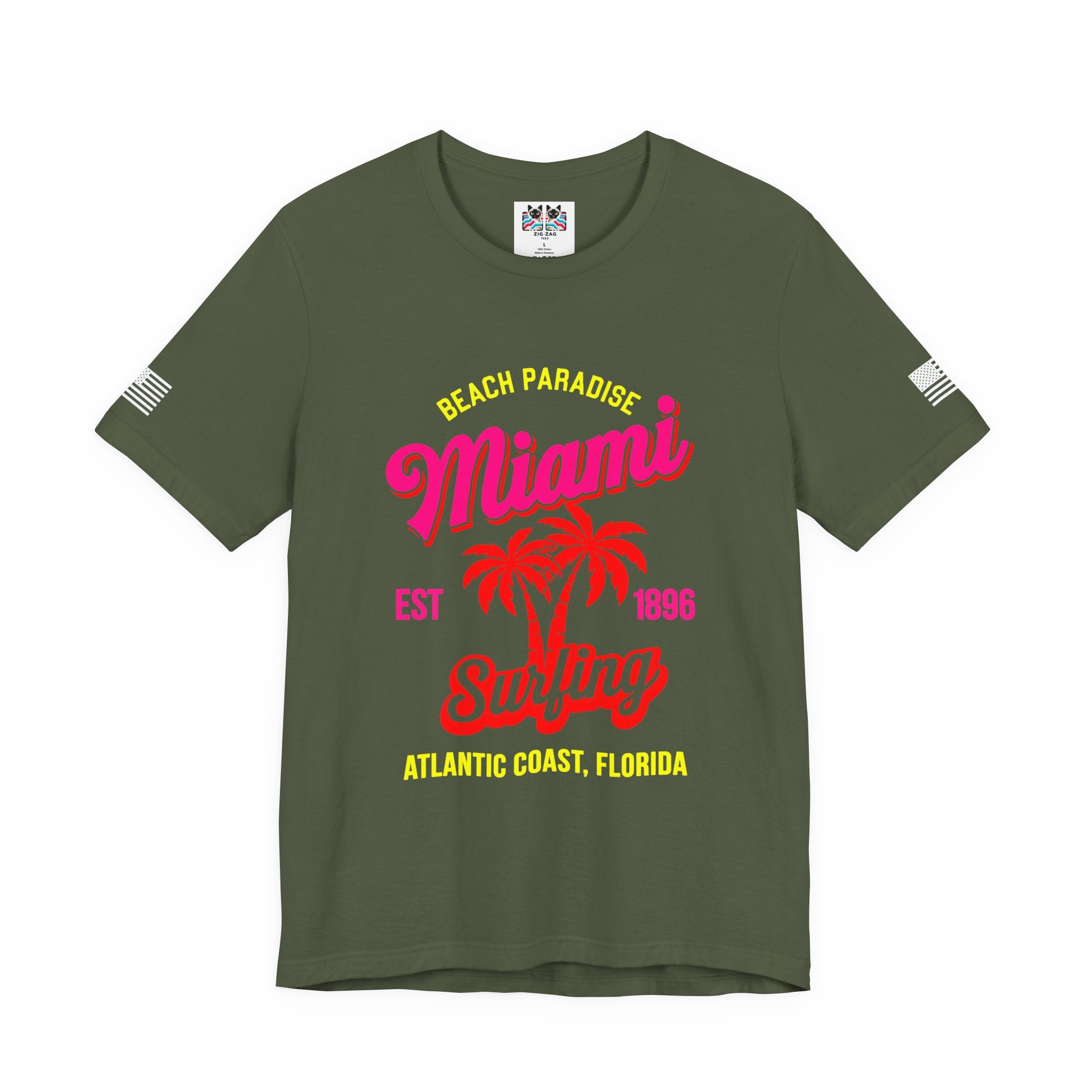 Miami Beach Paradise Surfing T-Shirt – EST 1896 Atlantic Coast Florida Retro Tee