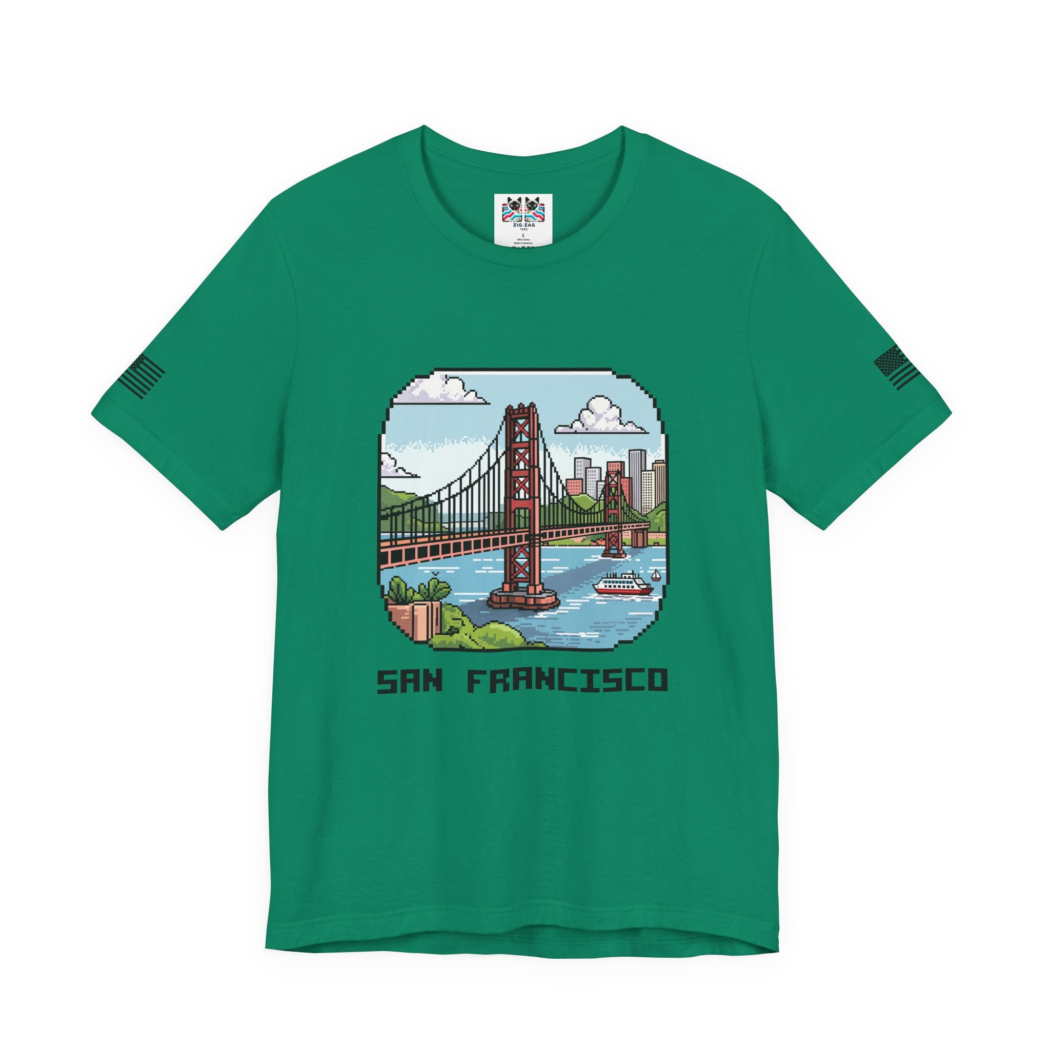 San Francisco T-Shirt, Retro Pixel Art Golden Gate Bridge Tee, SF California Gamer Style Shirt, Unique Travel Souvenir, Unisex